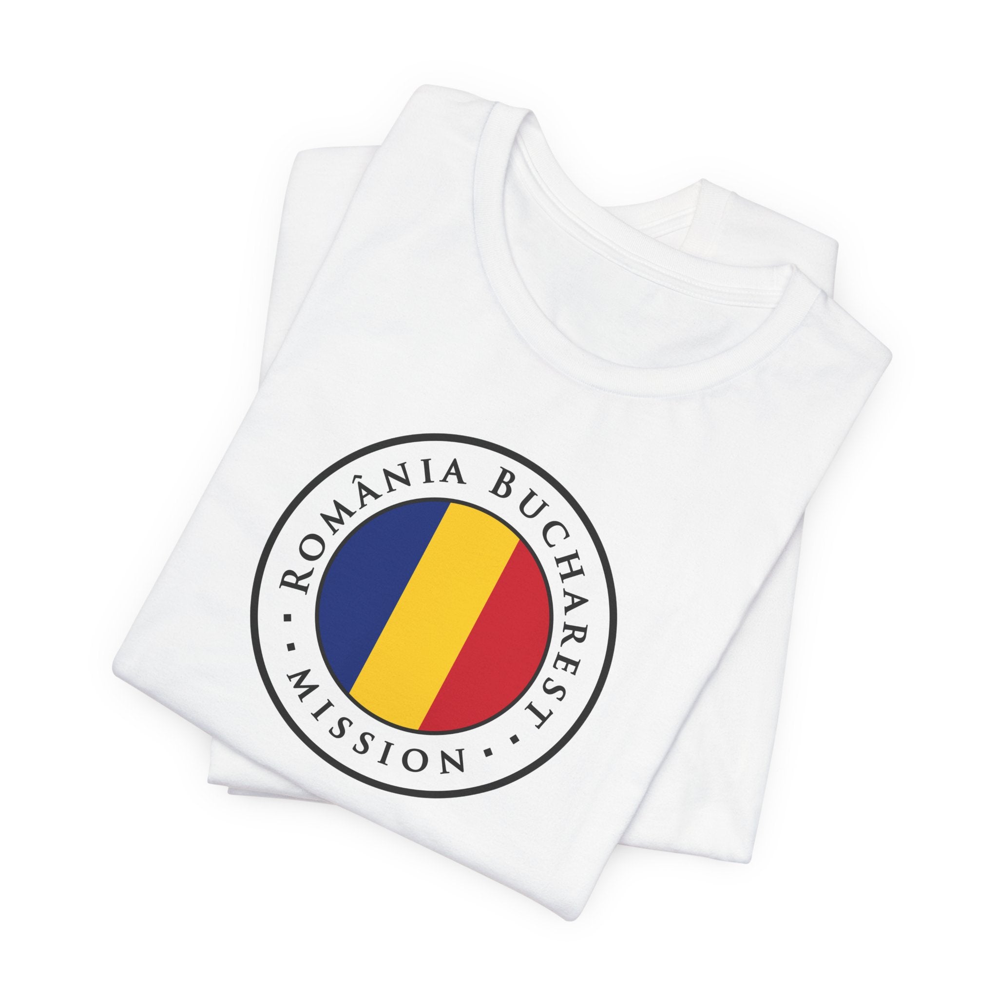 Romania Bucharest Mission Flag Logo (White Border) T-shirt - Mission Wishlist - LDS Missionary Gift Store