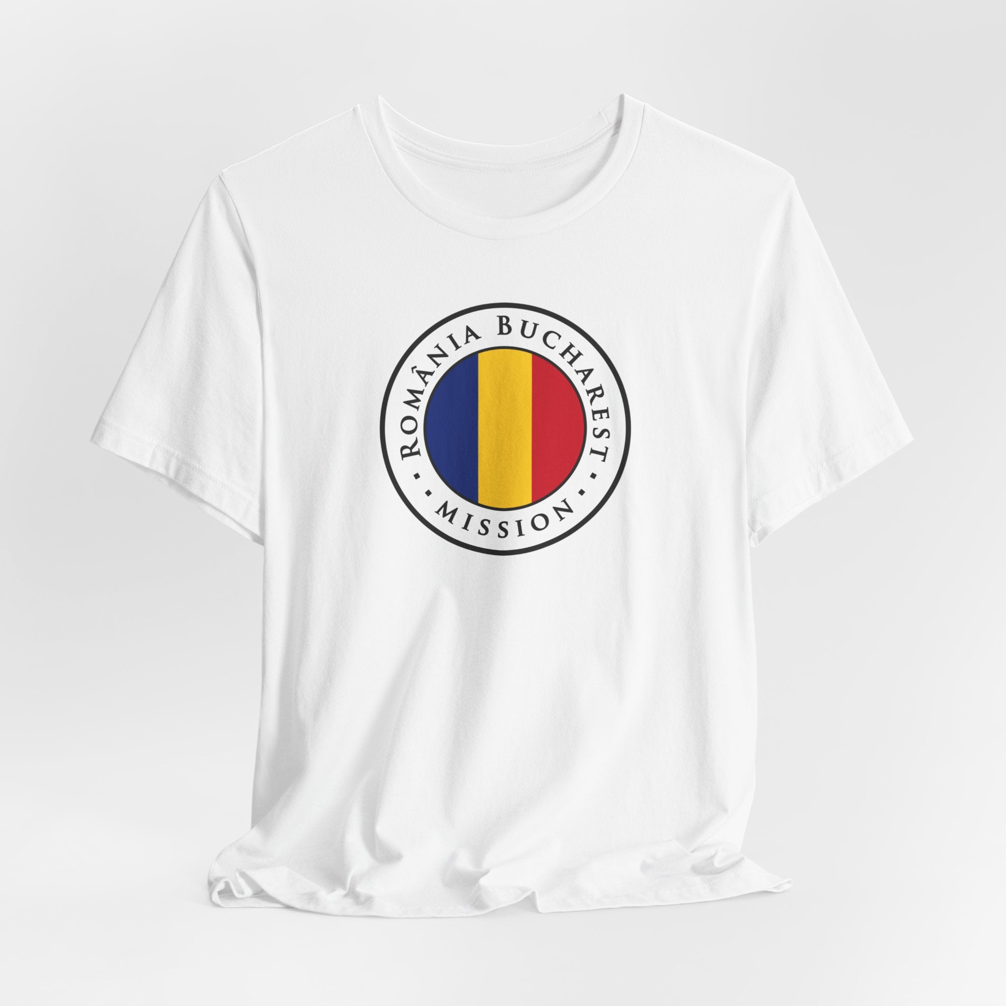 Romania Bucharest Mission Flag Logo (White Border) T-shirt - Mission Wishlist - LDS Missionary Gift Store
