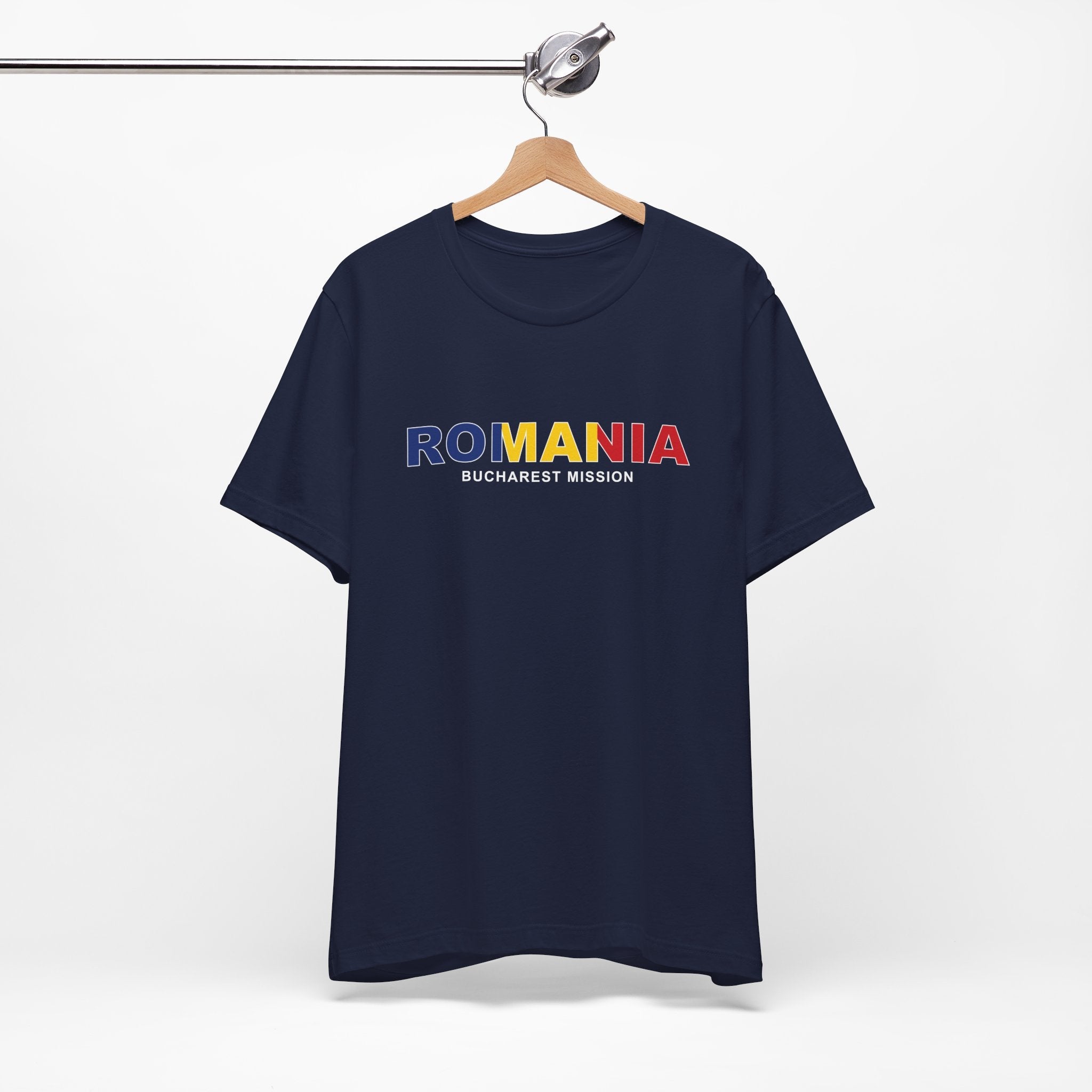 Romania Bucharest Mission Flag Title T-shirt - Latter-Day Saint LDS Missionary Gift - Book of Mormon