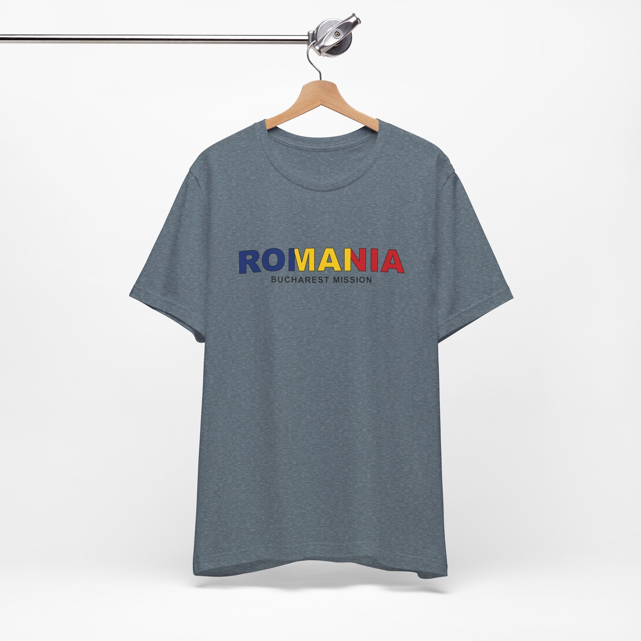Romania Bucharest Mission Flag Title T-shirt - Latter-Day Saint LDS Missionary Gift - Book of Mormon