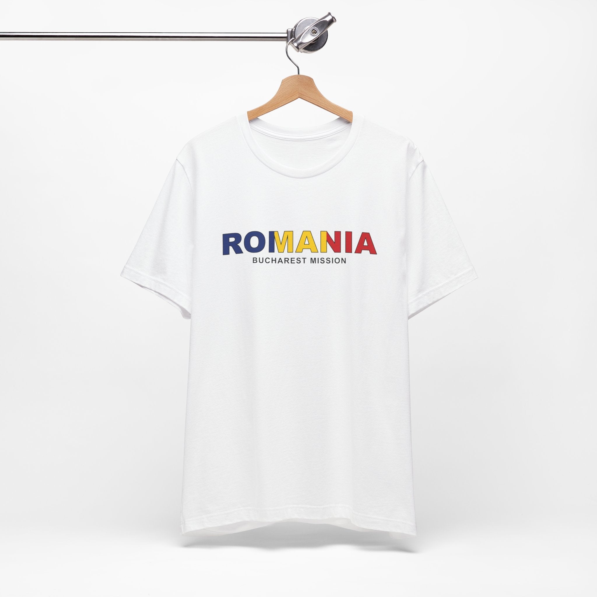 Romania Bucharest Mission Flag Title T-shirt - Latter-Day Saint LDS Missionary Gift - Book of Mormon