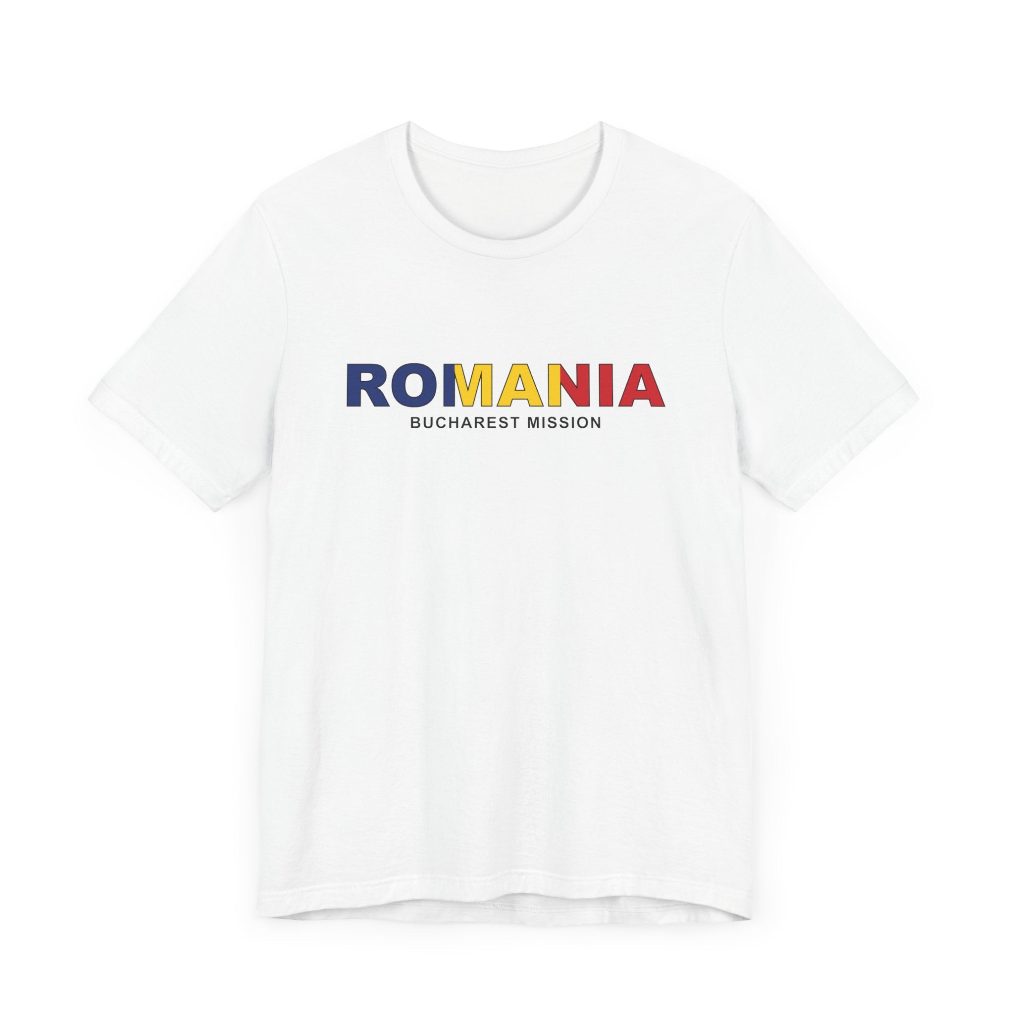 Romania Bucharest Mission Flag Title T-shirt - Latter-Day Saint LDS Missionary Gift - Book of Mormon