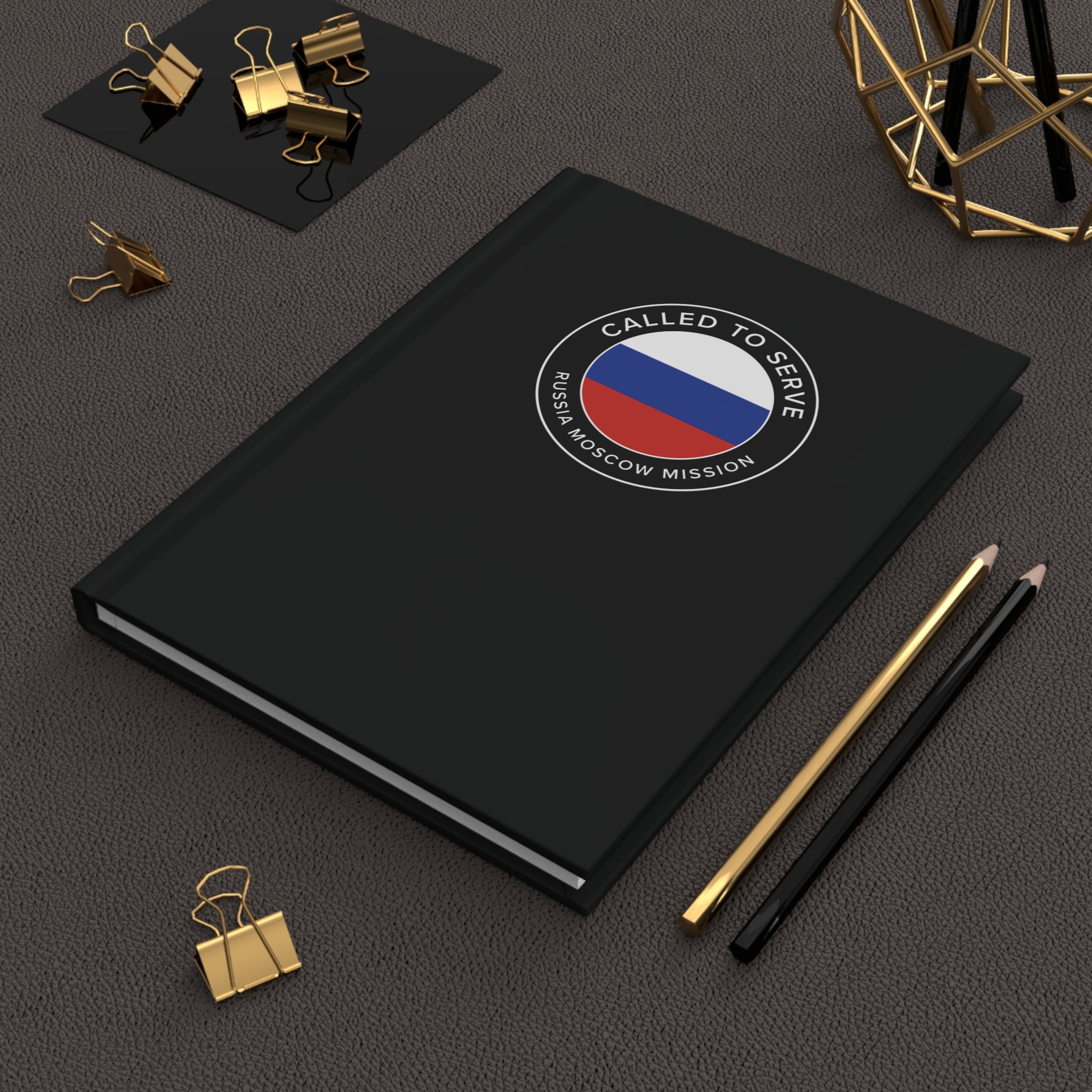 Russia Moscow Mission Circle Flag Called to Serve Black Hardcover Journal Matte - Mission Wishlist - LDS Missionary Gift Store