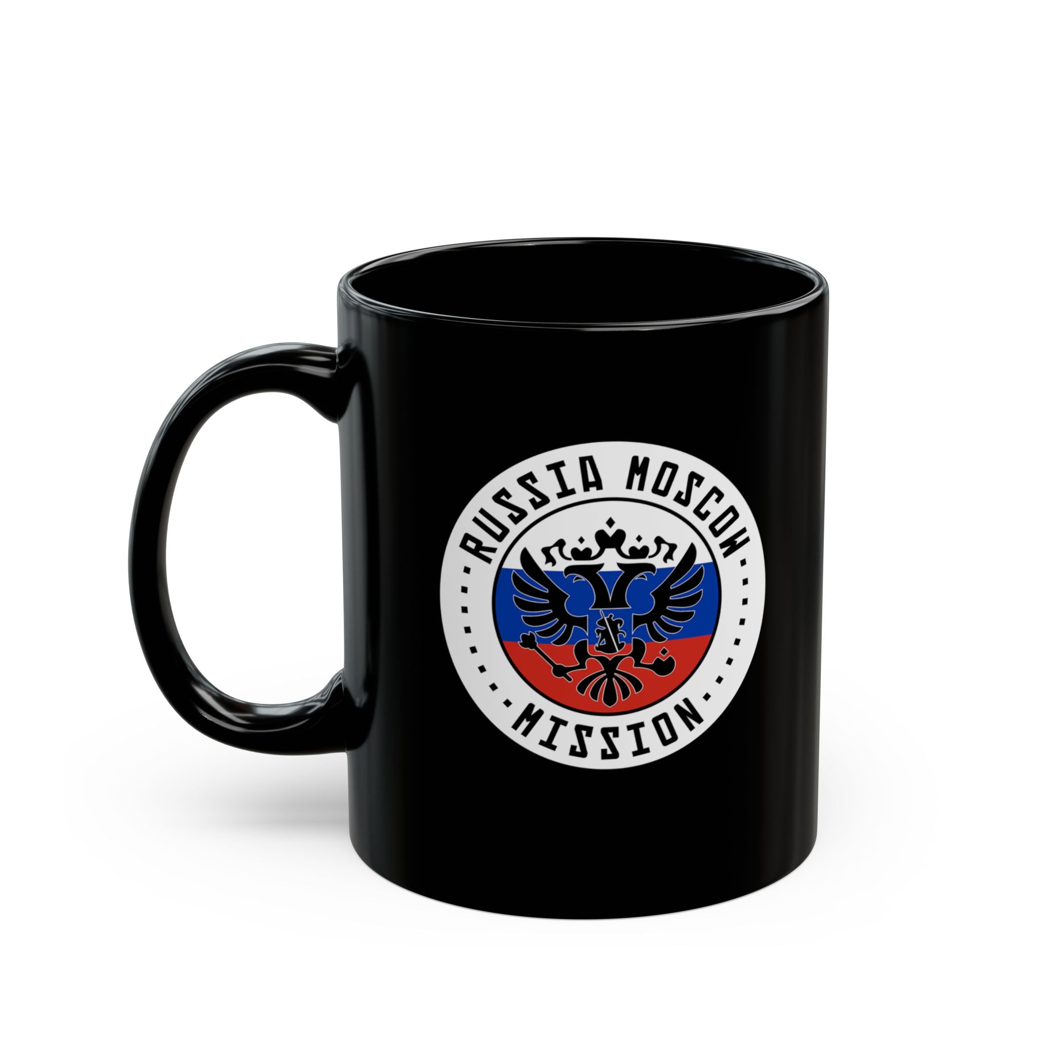 Russia Moscow Mission Circular Flag Black Ceramic Mug - Mission Wishlist - LDS Missionary Gift Store