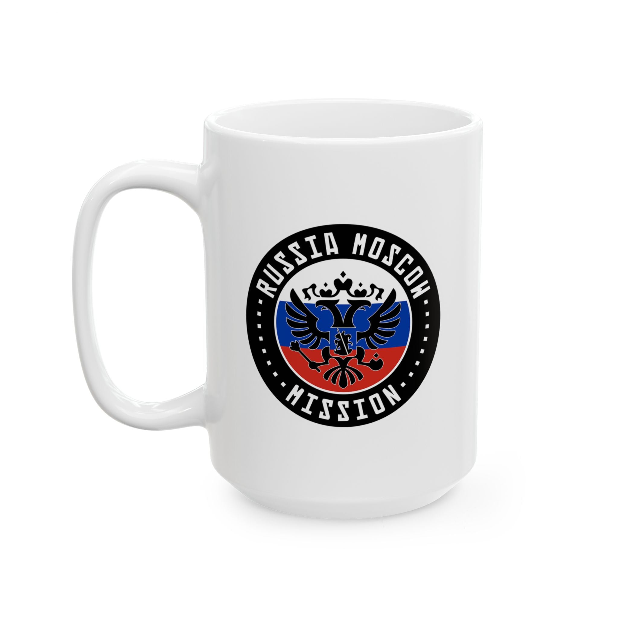 Russia Moscow Mission Circular Flag White Ceramic Mug - Mission Wishlist - LDS Missionary Gift Store