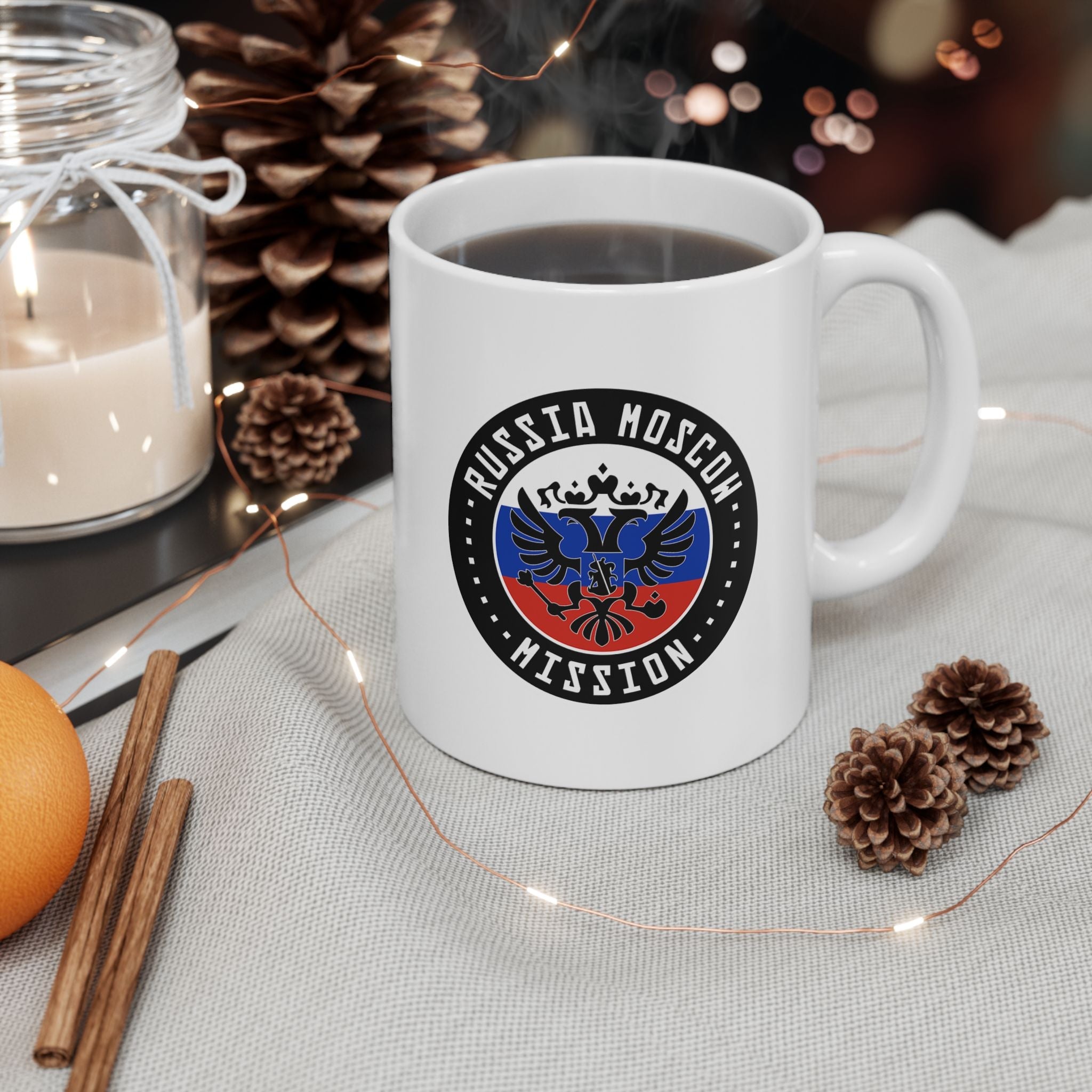 Russia Moscow Mission Circular Flag White Ceramic Mug - Mission Wishlist - LDS Missionary Gift Store