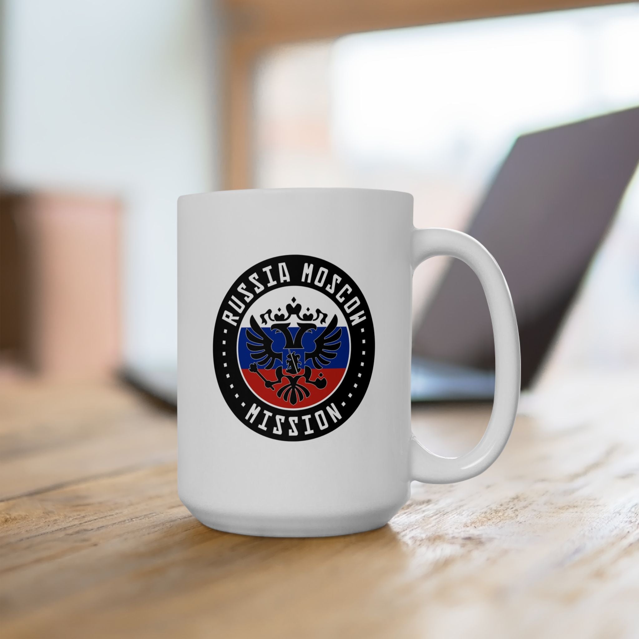 Russia Moscow Mission Circular Flag White Ceramic Mug - Mission Wishlist - LDS Missionary Gift Store