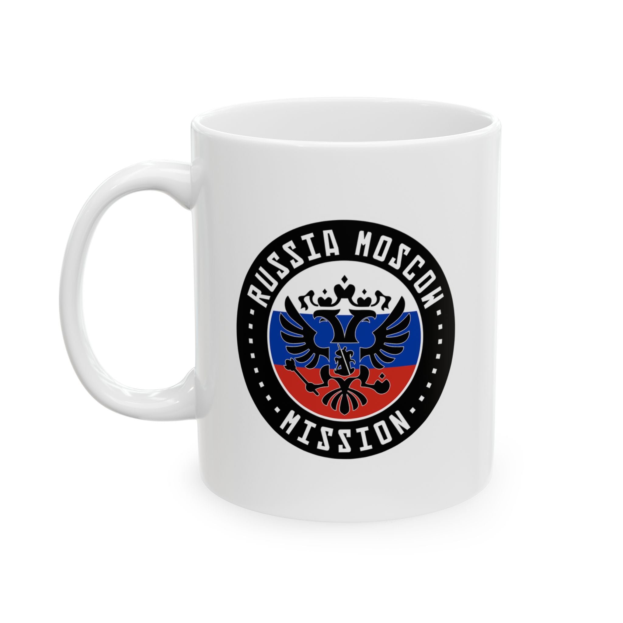 Russia Moscow Mission Circular Flag White Ceramic Mug - Mission Wishlist - LDS Missionary Gift Store