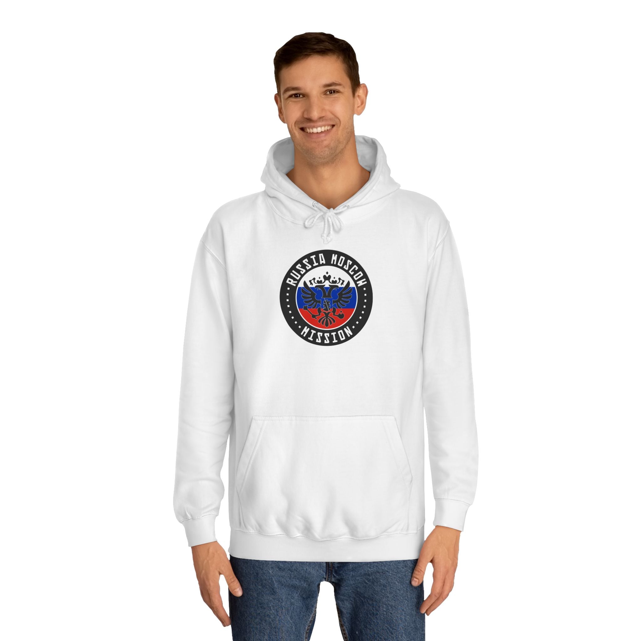 Russia Moscow Mission Flag Logo (Black Border) College Hoodie - Mission Wishlist - LDS Missionary Gift Store