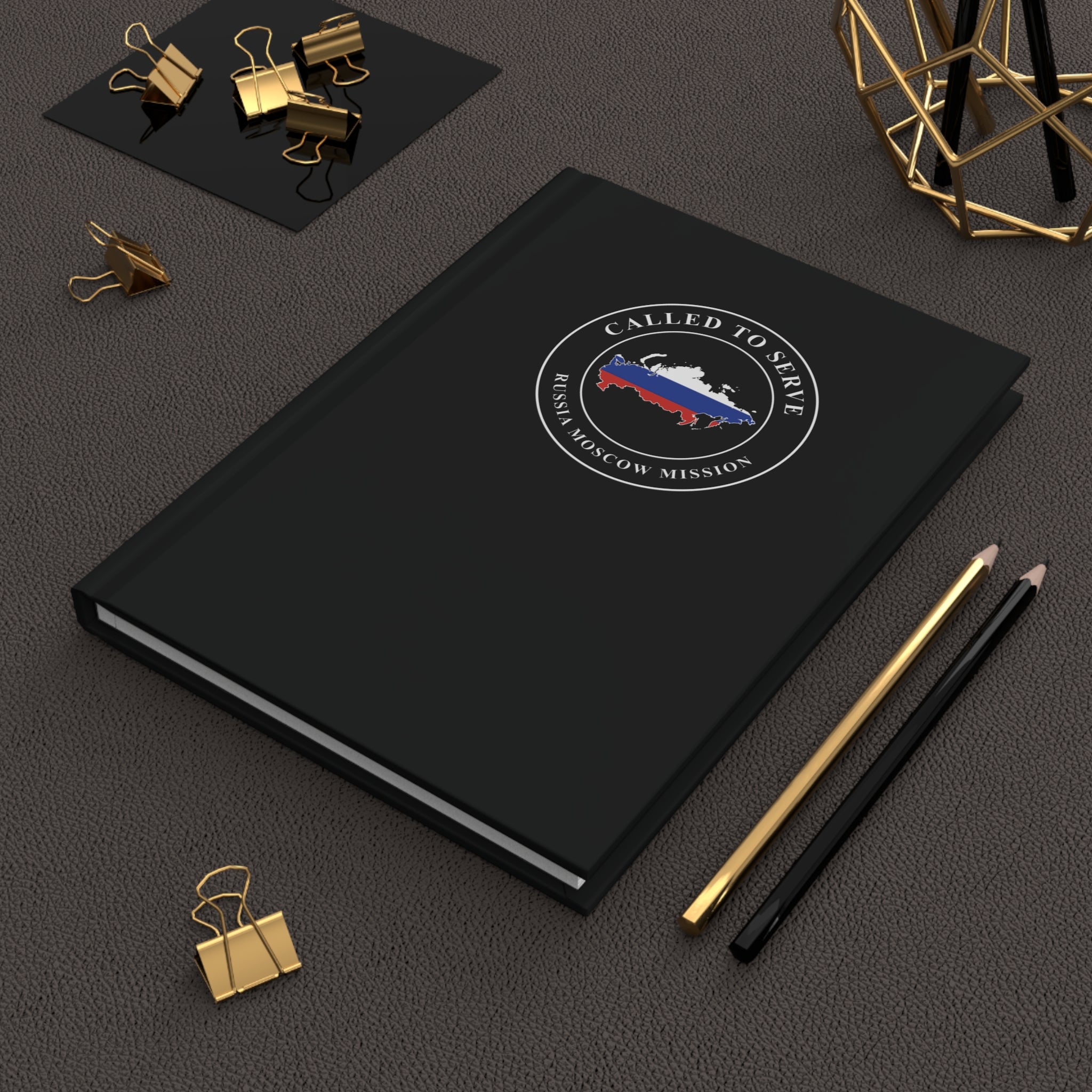 Russia Moscow Mission Flag Map Called to Serve Black Hardcover Journal Matte - Mission Wishlist - LDS Missionary Gift Store