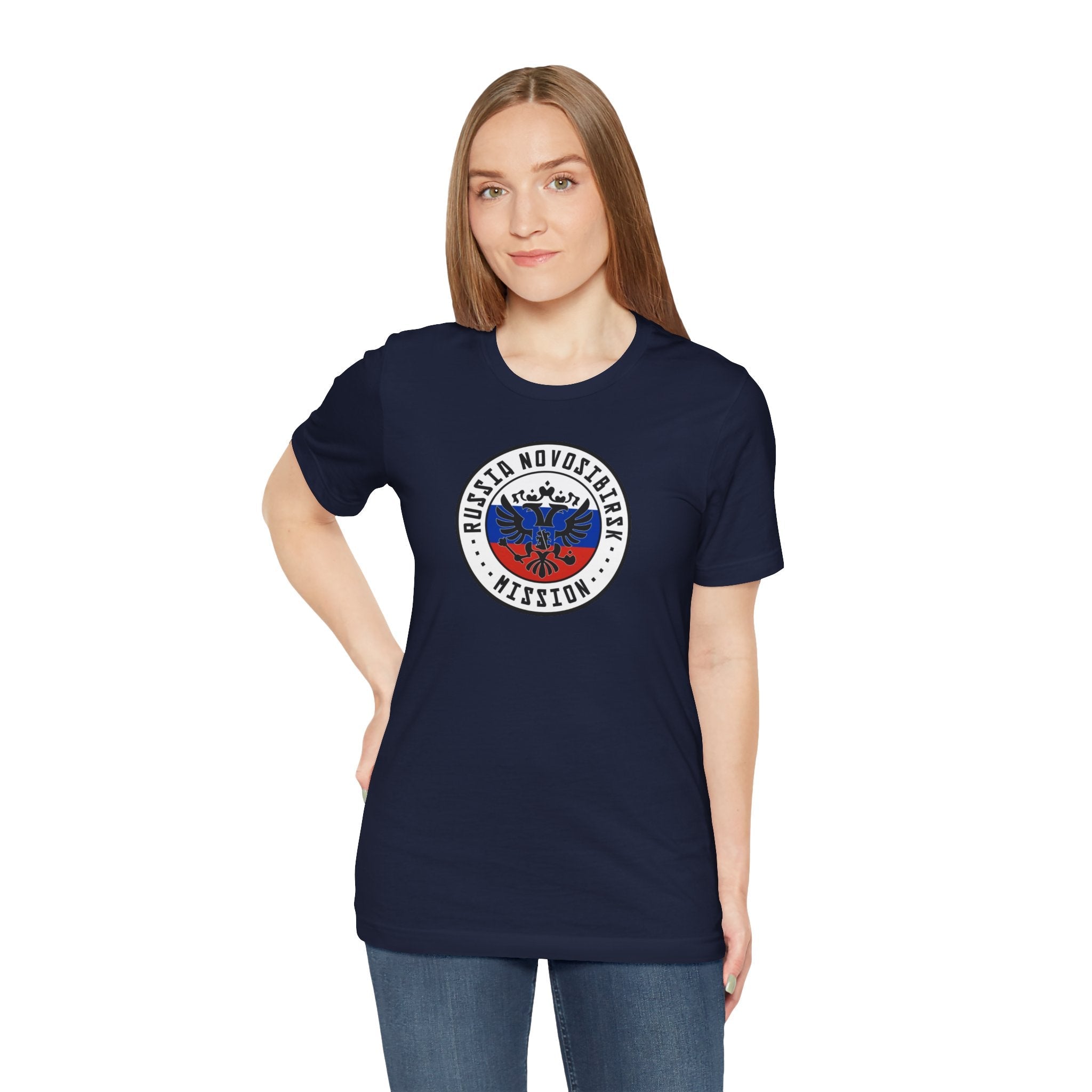 Russia Novosibirsk Mission Flag Logo (White Border) T-shirt - Mission Wishlist - LDS Missionary Gift Store