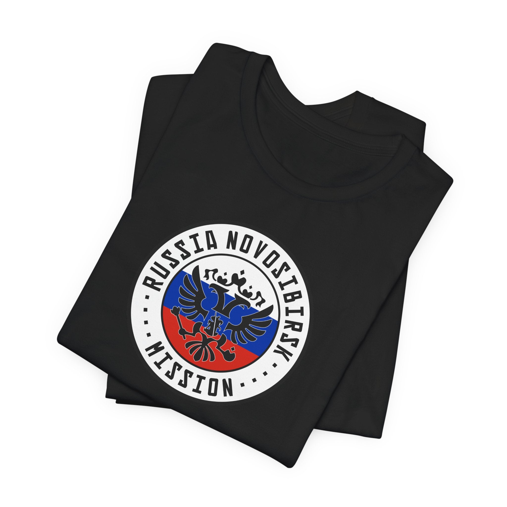 Russia Novosibirsk Mission Flag Logo (White Border) T-shirt - Mission Wishlist - LDS Missionary Gift Store