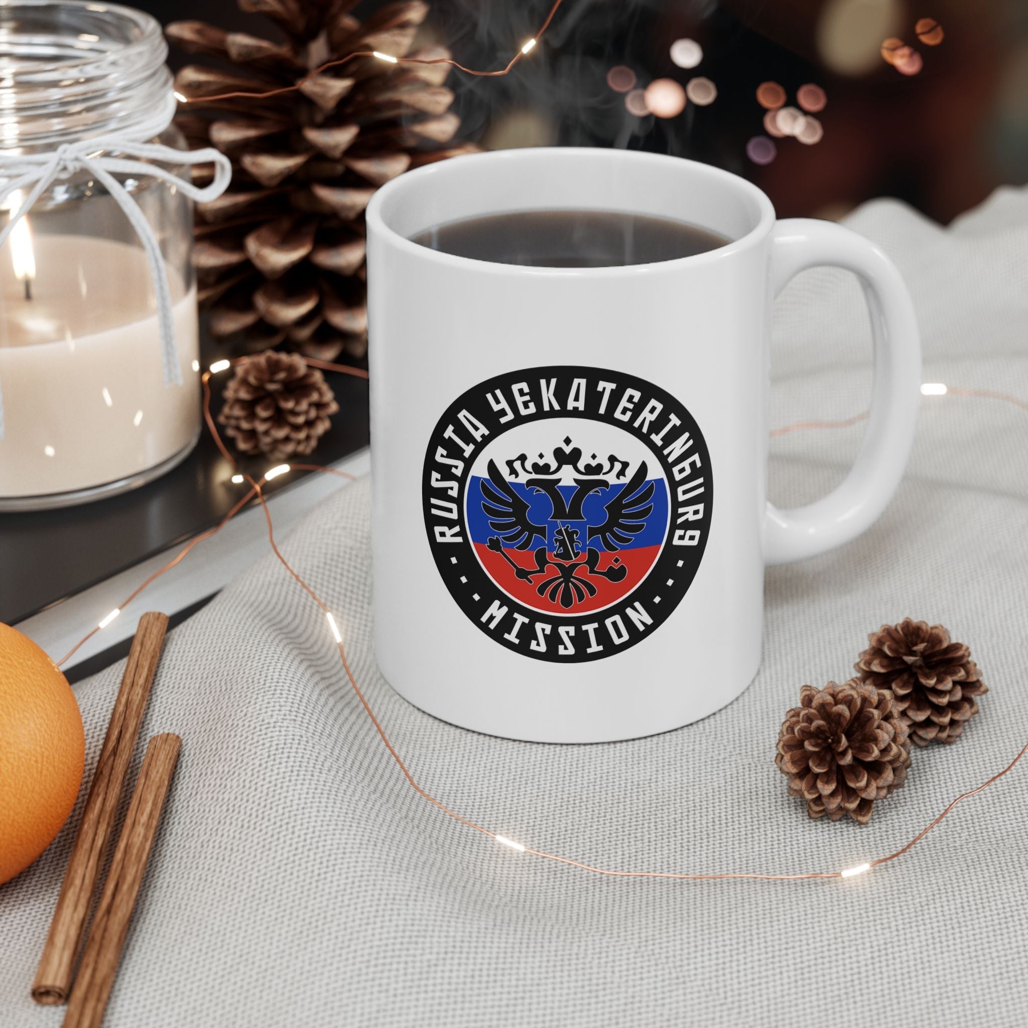 Russia Yekaterinburg Mission Circular Flag White Ceramic Mug - Latter-Day Saint LDS Missionary Gift - Book of Mormon