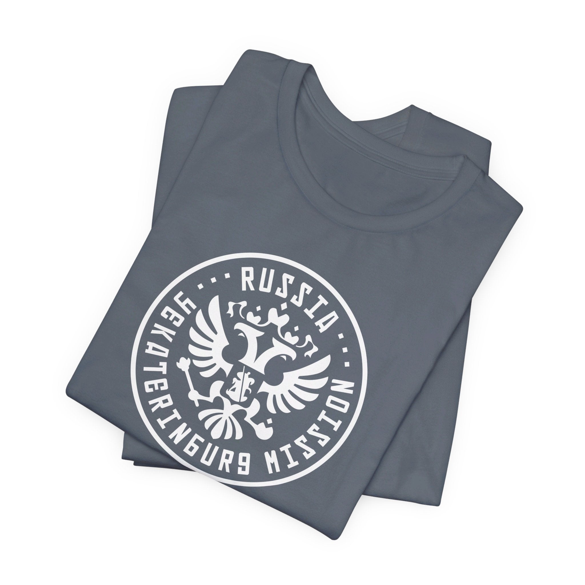 Russia Yekaterinburg Mission Circular Monochrome Logo T-Shirt - Latter-Day Saint LDS Missionary Gift - Book of Mormon