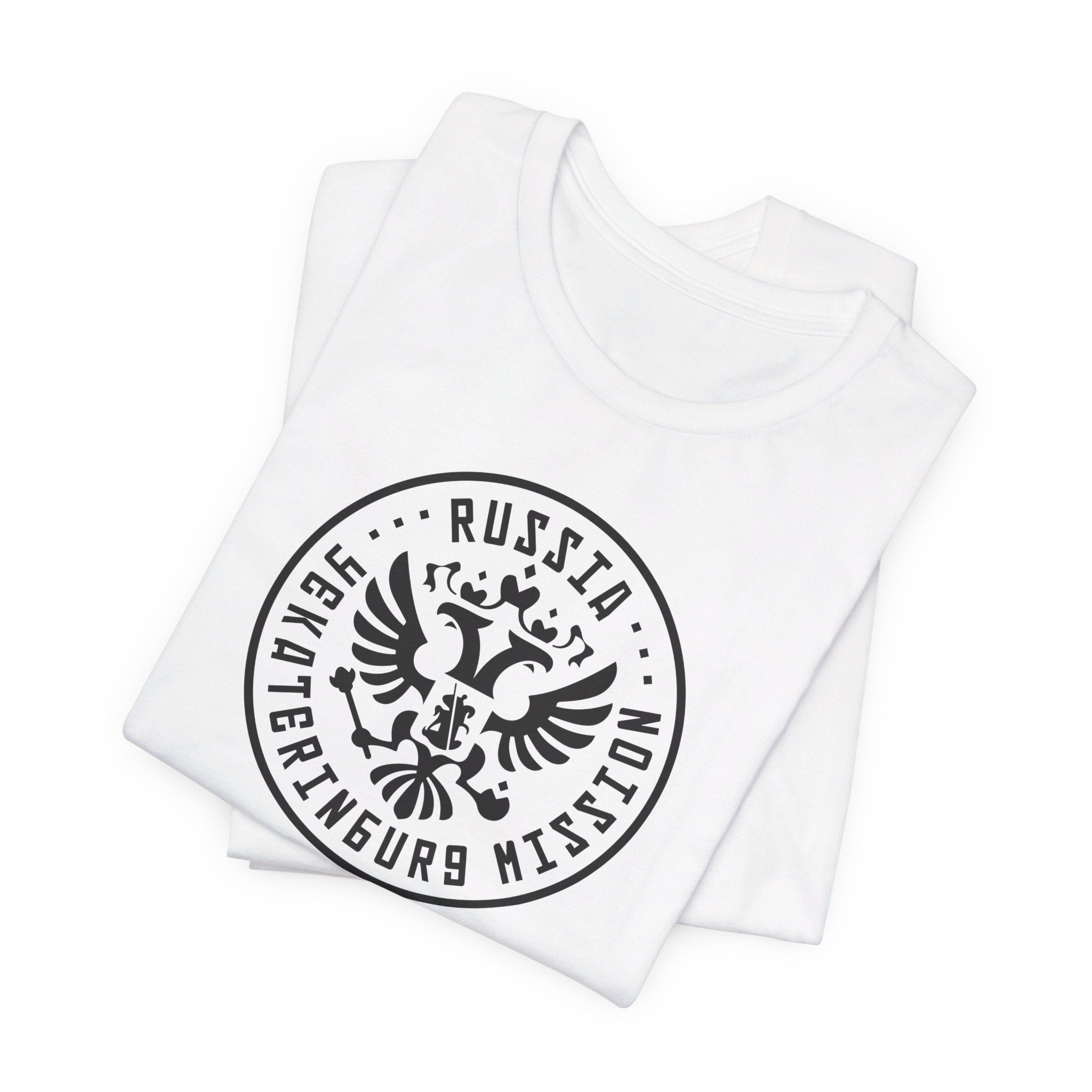 Russia Yekaterinburg Mission Circular Monochrome Logo T-Shirt - Latter-Day Saint LDS Missionary Gift - Book of Mormon