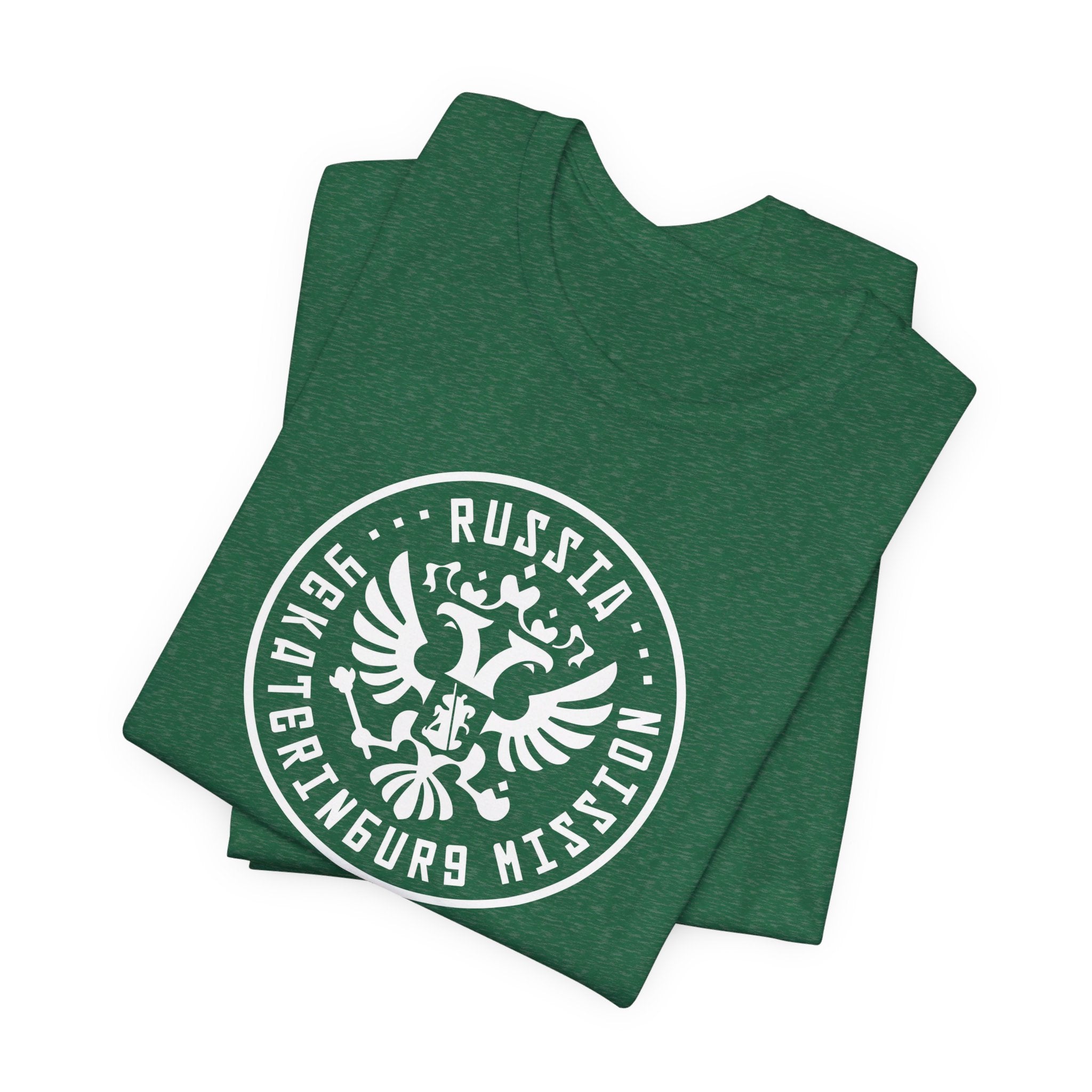 Russia Yekaterinburg Mission Circular Monochrome Logo T-Shirt - Latter-Day Saint LDS Missionary Gift - Book of Mormon