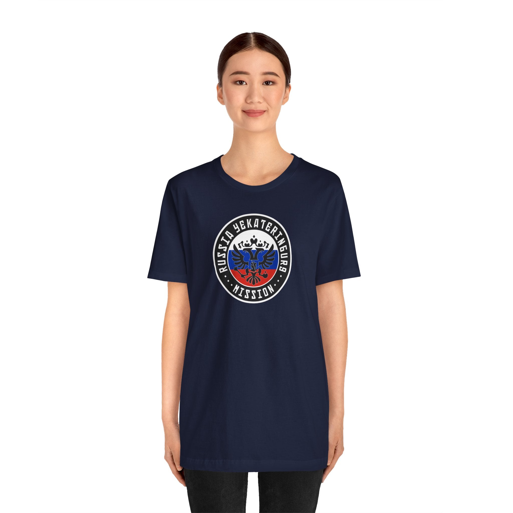 Russia Yekaterinburg Mission Flag Logo (Black Border) T-shirt - Mission Wishlist - LDS Missionary Gift Store