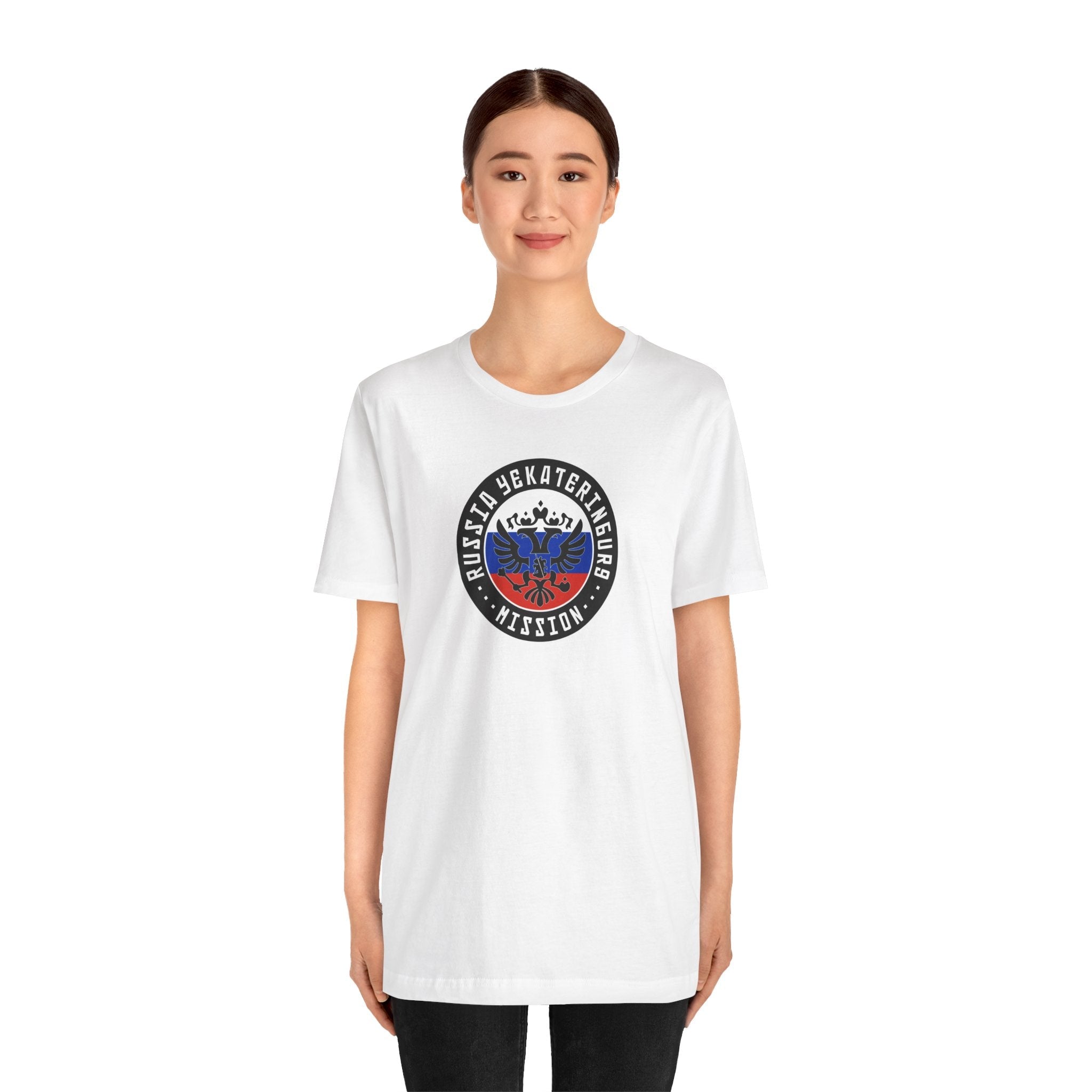 Russia Yekaterinburg Mission Flag Logo (Black Border) T-shirt - Mission Wishlist - LDS Missionary Gift Store