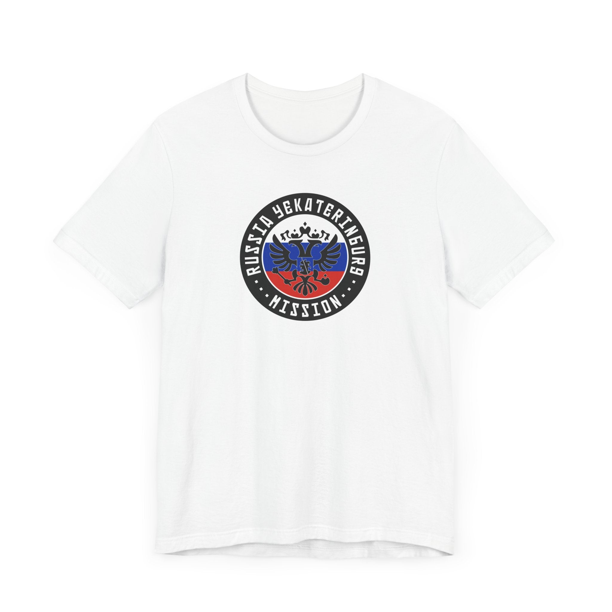 Russia Yekaterinburg Mission Flag Logo (Black Border) T-shirt - Mission Wishlist - LDS Missionary Gift Store