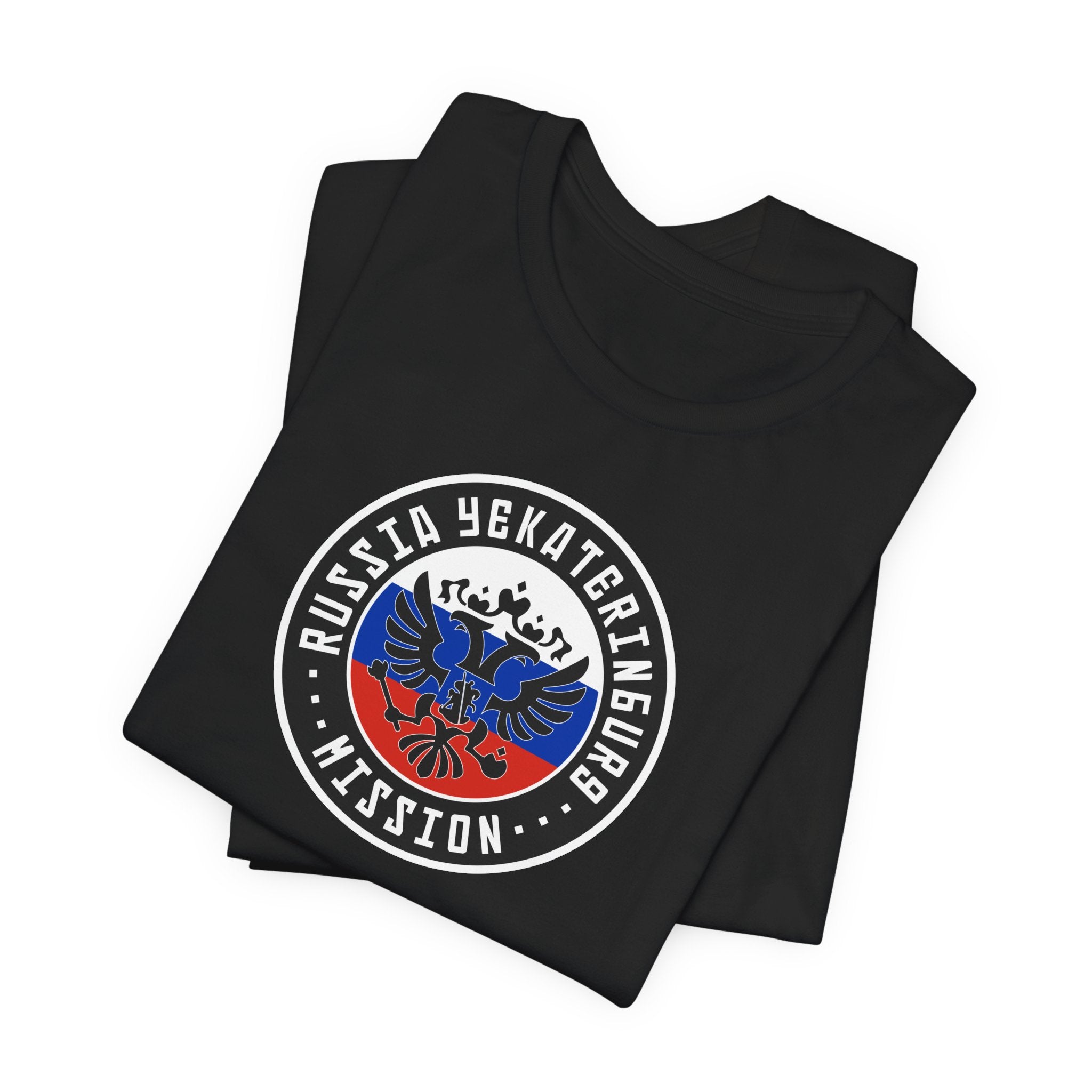 Russia Yekaterinburg Mission Flag Logo (Black Border) T-shirt - Mission Wishlist - LDS Missionary Gift Store