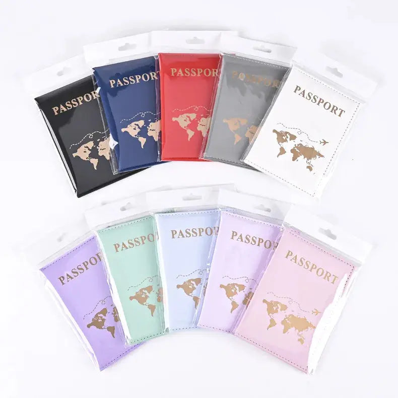 PU Passport Holder Map Pattern Ticket Passport Covers Travel Passport Protective Cover ID Credit Card Holder Travel Accessories