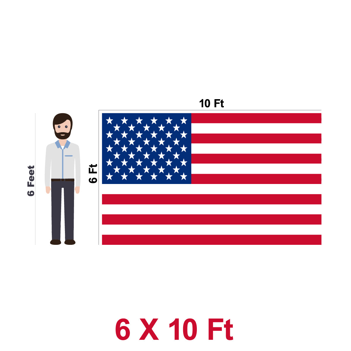 American Flag 300D Embroidered Polyester 6x10 Ft