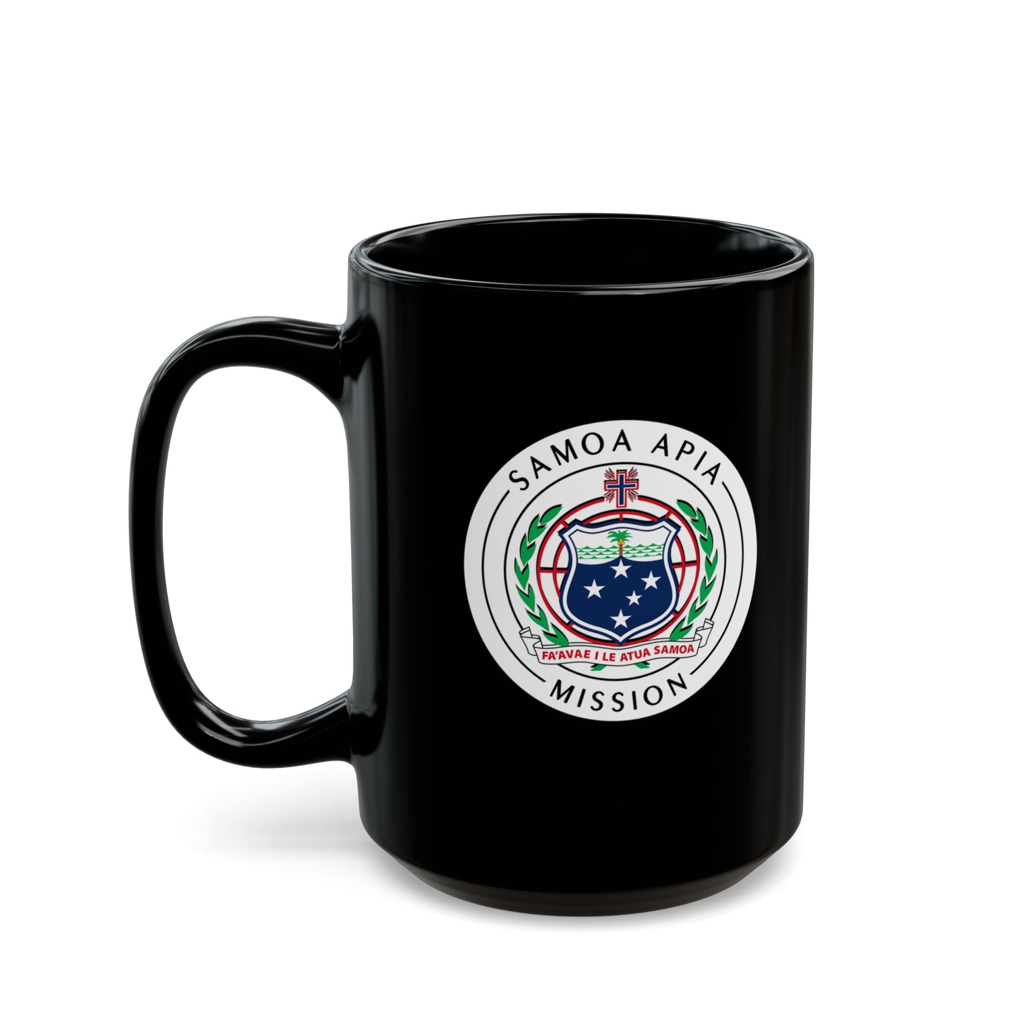 Samoa Apia Mission Circular Flag Black Ceramic Mug - Latter-Day Saint LDS Missionary Gift - Book of Mormon