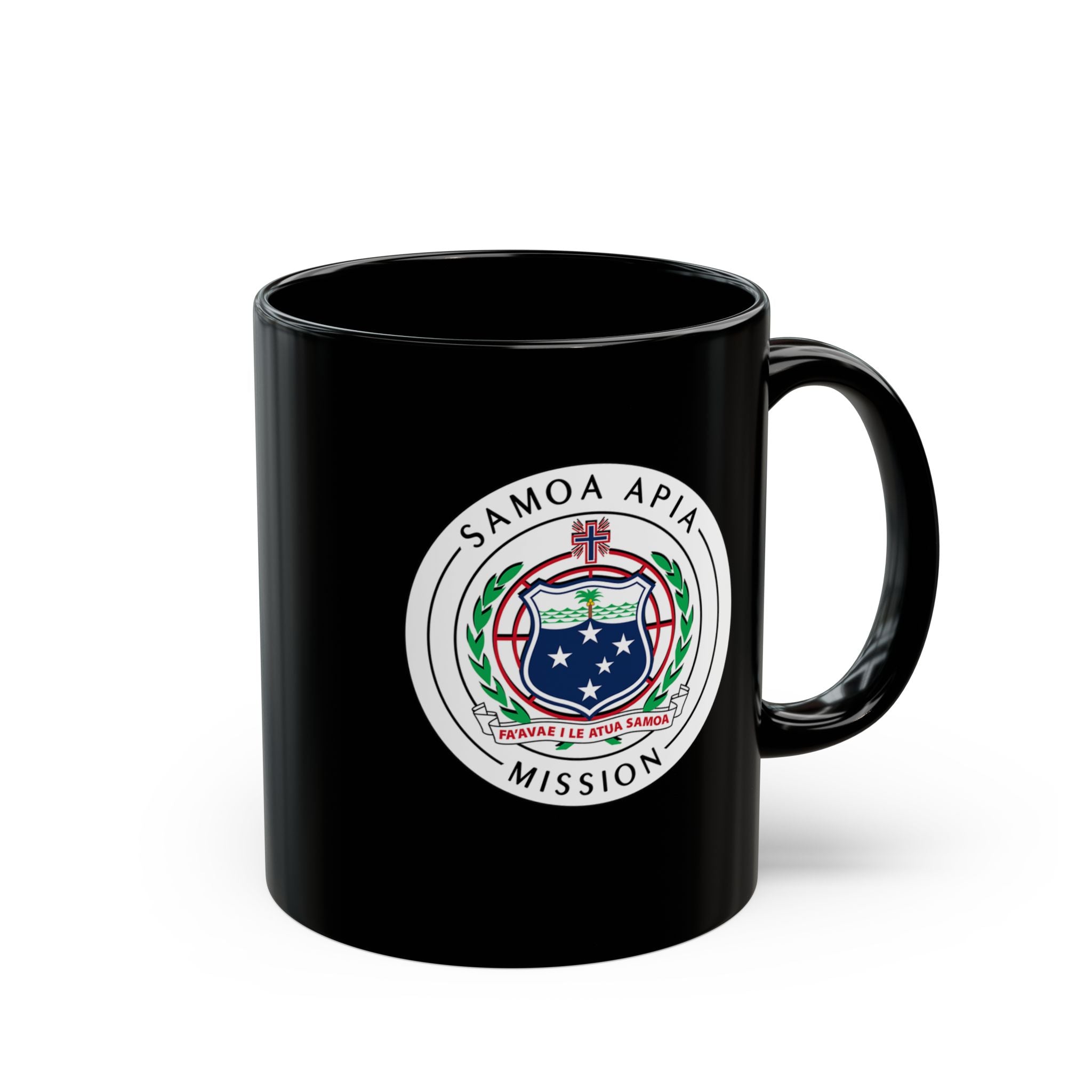 Samoa Apia Mission Circular Flag Black Ceramic Mug - Latter-Day Saint LDS Missionary Gift - Book of Mormon