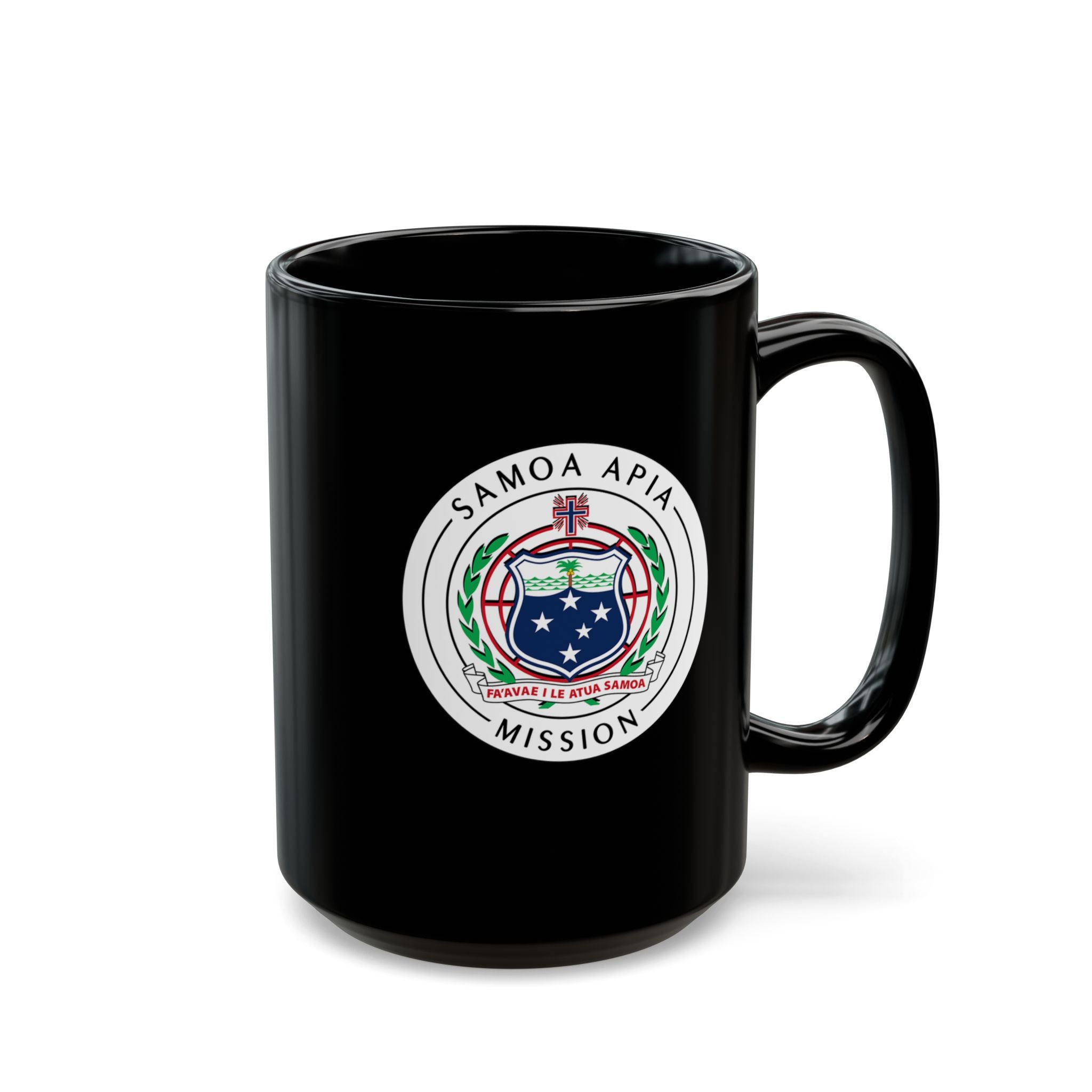 Samoa Apia Mission Circular Flag Black Ceramic Mug - Latter-Day Saint LDS Missionary Gift - Book of Mormon