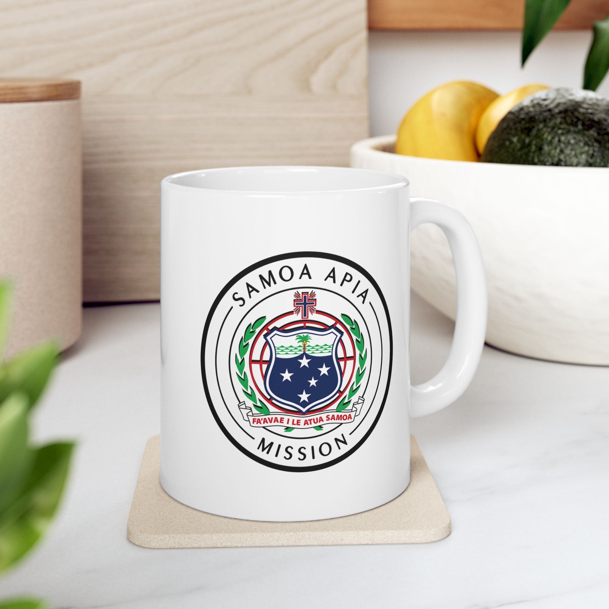 Samoa Apia Mission Circular Flag White Ceramic Mug - Latter-Day Saint LDS Missionary Gift - Book of Mormon