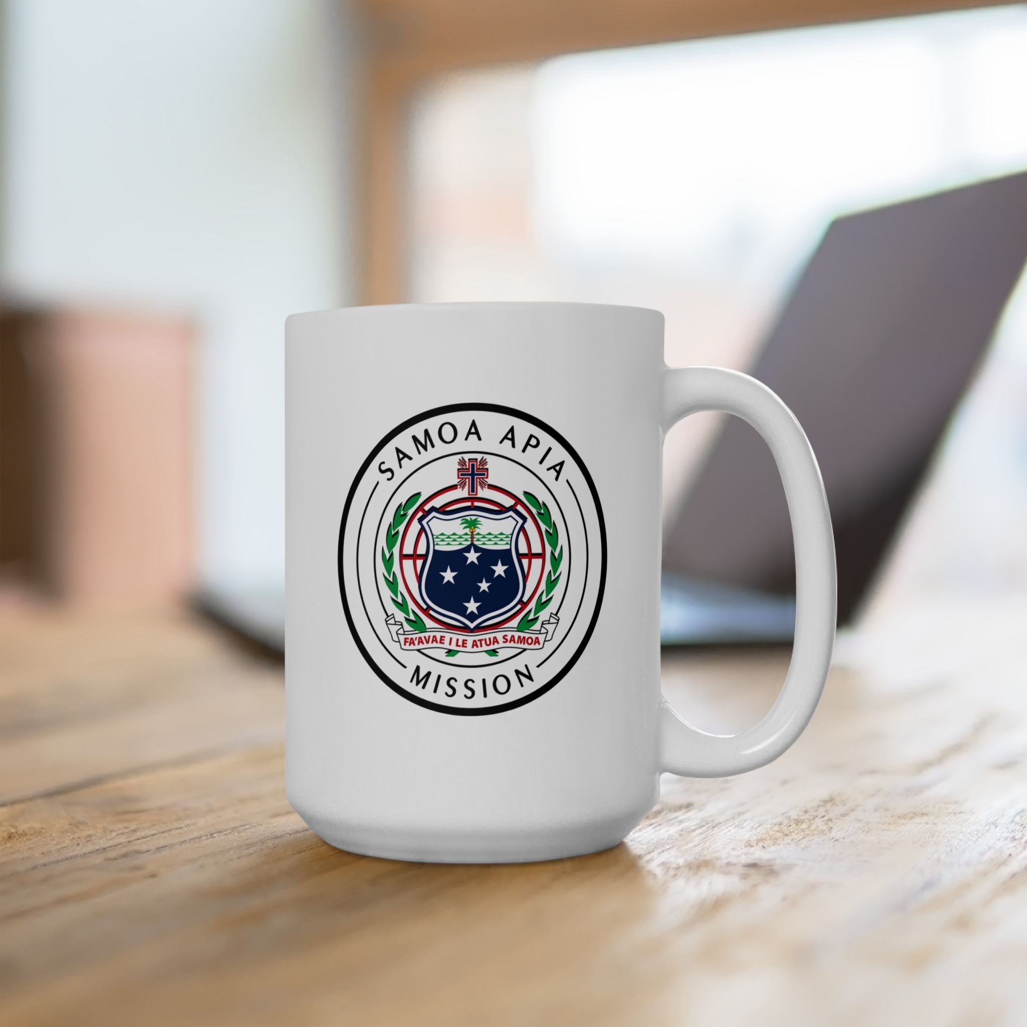 Samoa Apia Mission Circular Flag White Ceramic Mug - Latter-Day Saint LDS Missionary Gift - Book of Mormon