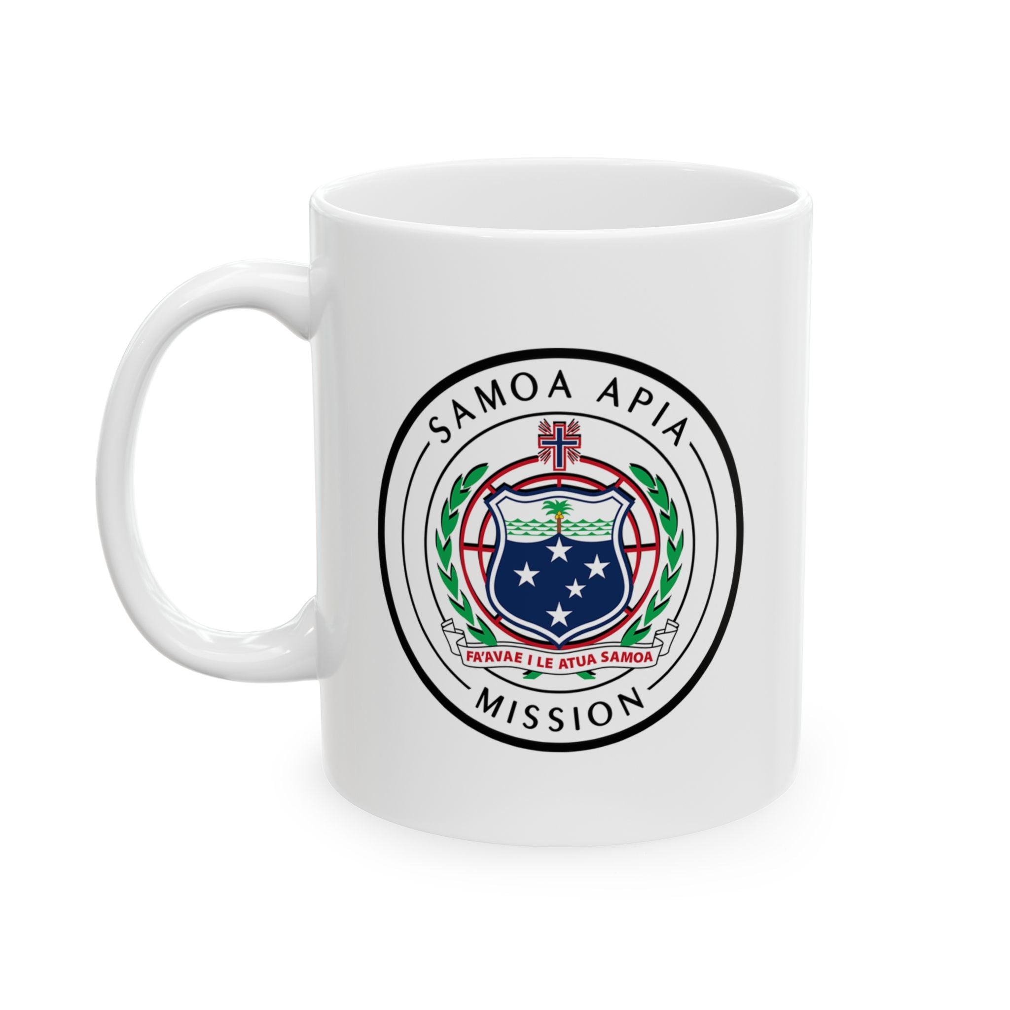 Samoa Apia Mission Circular Flag White Ceramic Mug - Latter-Day Saint LDS Missionary Gift - Book of Mormon