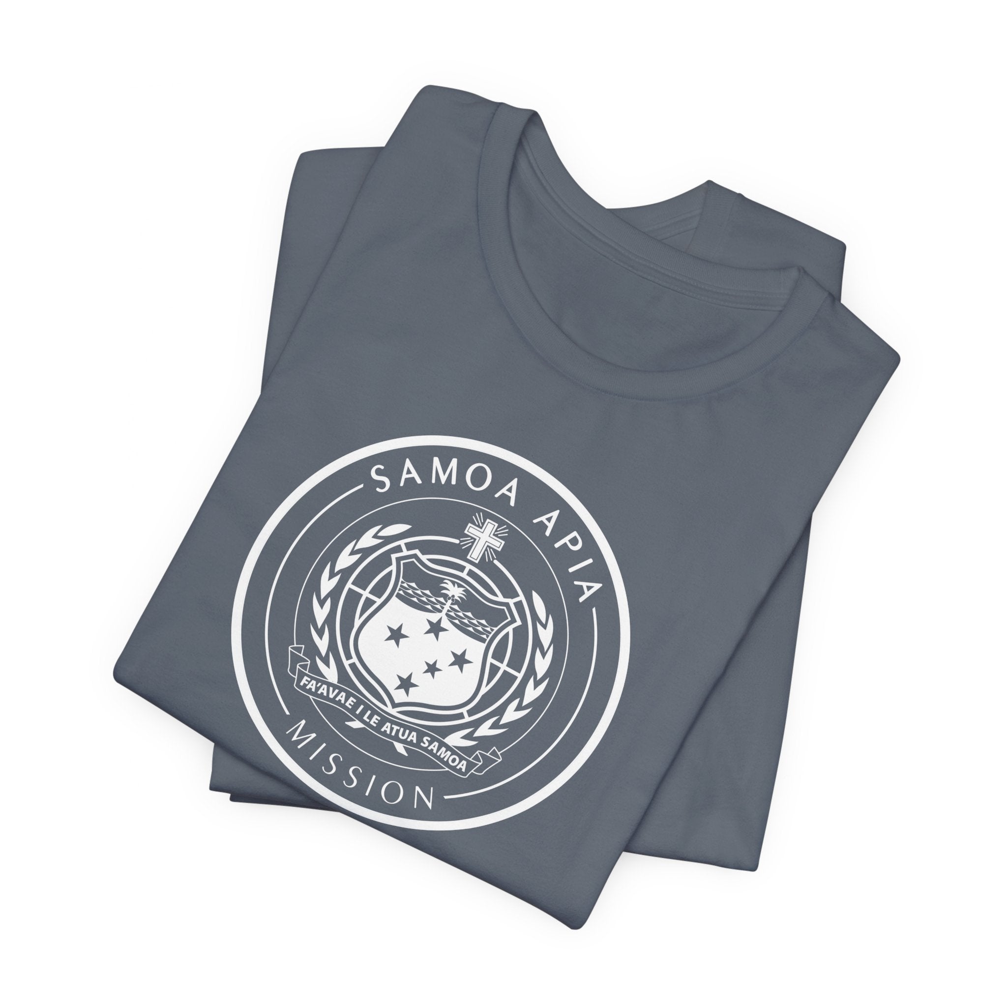 Samoa Apia Mission Circular Monochrome Logo T-Shirt - Latter-Day Saint LDS Missionary Gift - Book of Mormon