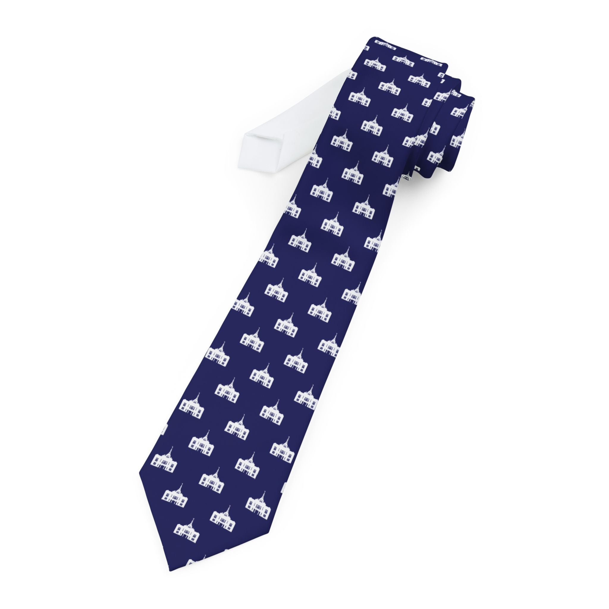 Sapporo Japan Temple Patterned Neck Tie for Elders (Blue) - Mission Wishlist - LDS Missionary Gift Store