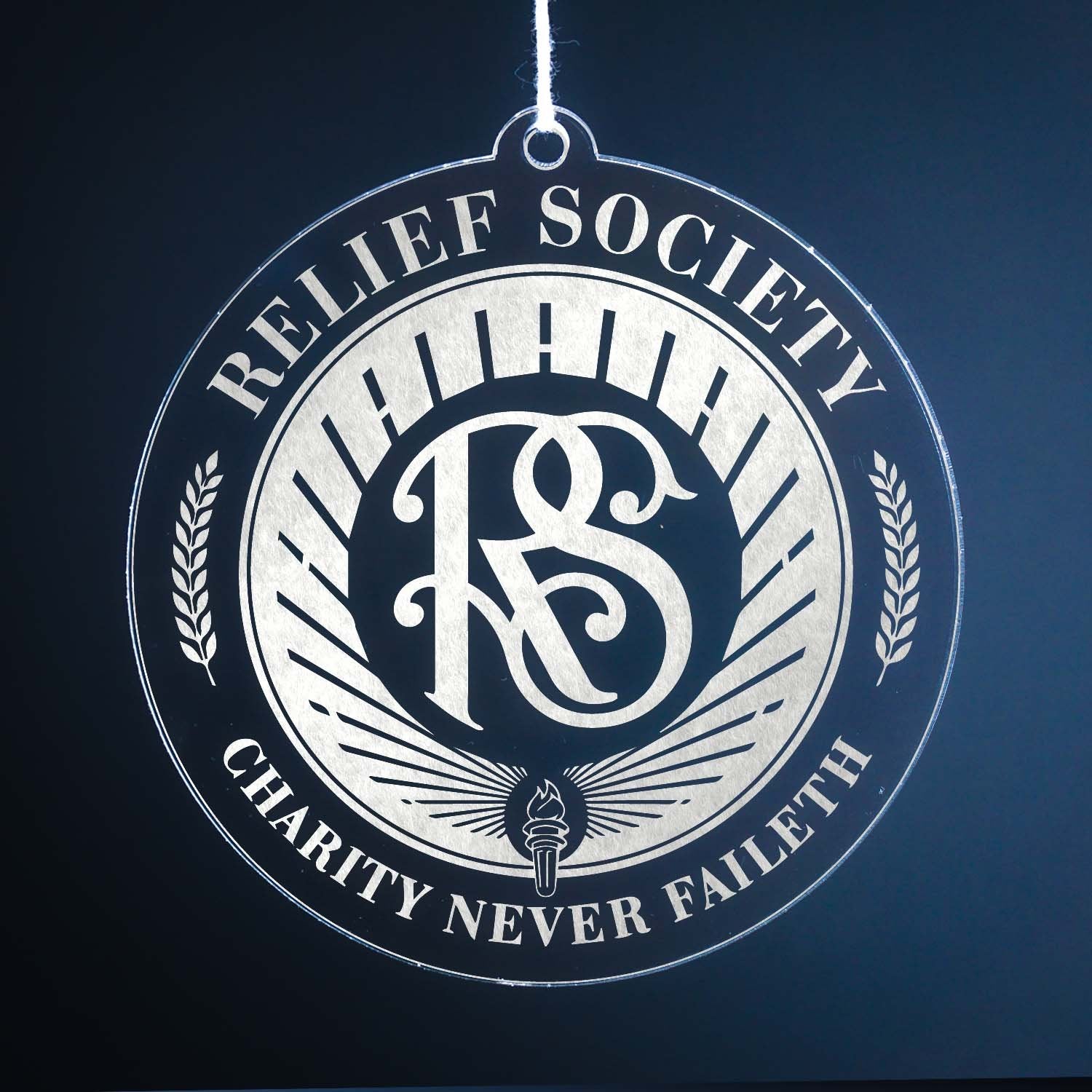Set of Relief Society Badge Charity Never Faileth Ornaments - Latter-Day Saint LDS Missionary Gift - Book of Mormon