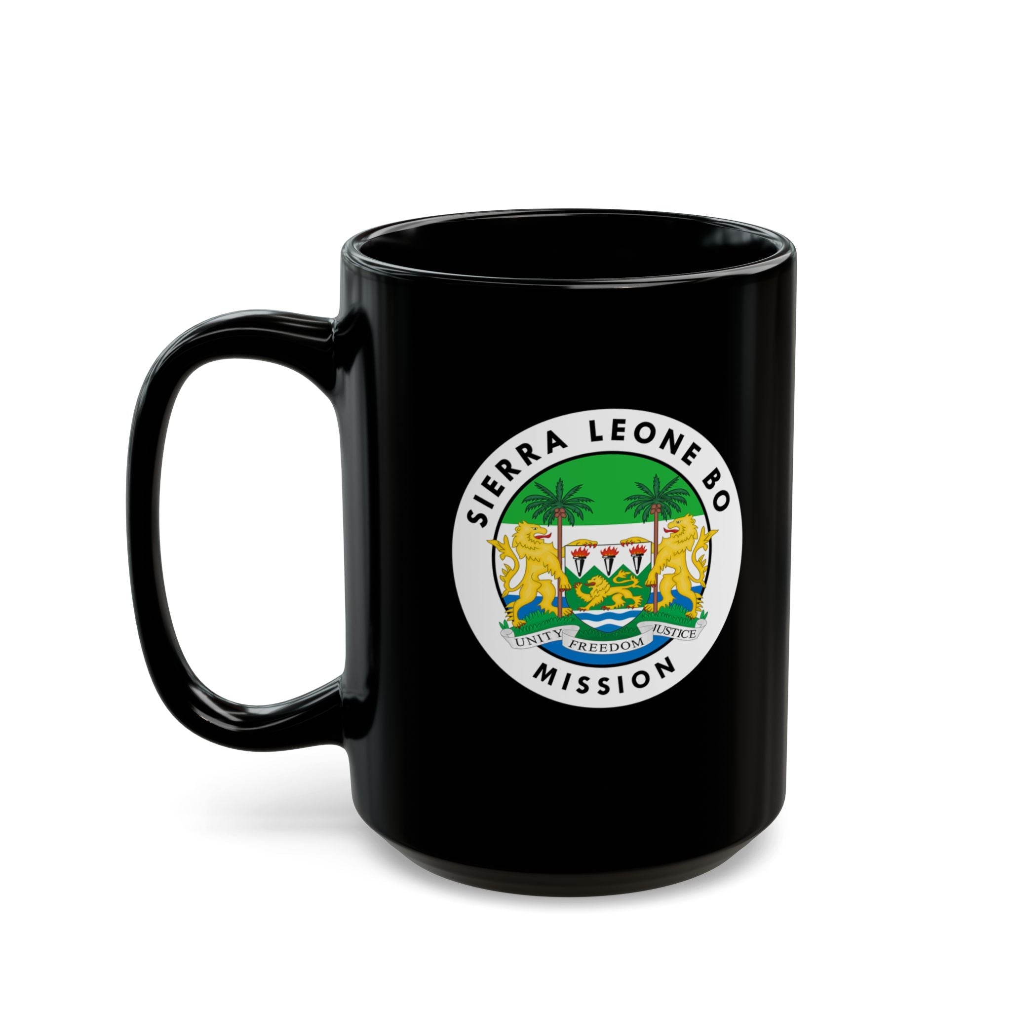 Sierra Leone Bo Mission Circular Flag Black Ceramic Mug - Mission Wishlist - LDS Missionary Gift Store