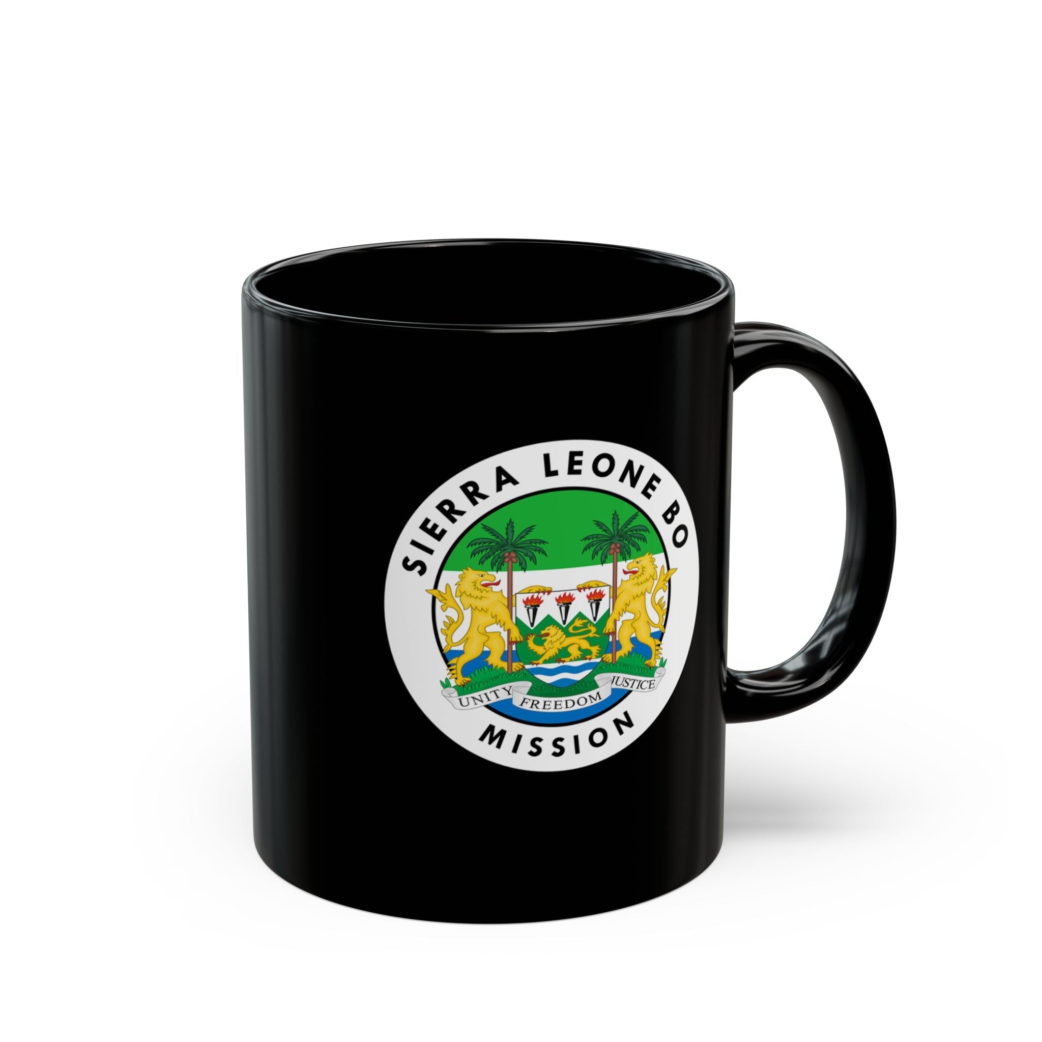 Sierra Leone Bo Mission Circular Flag Black Ceramic Mug - Mission Wishlist - LDS Missionary Gift Store
