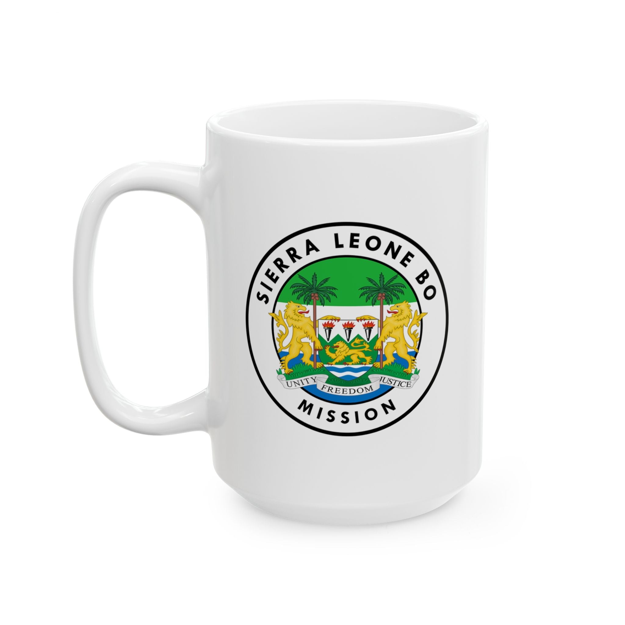 Sierra Leone Bo Mission Circular Flag White Ceramic Mug - Mission Wishlist - LDS Missionary Gift Store