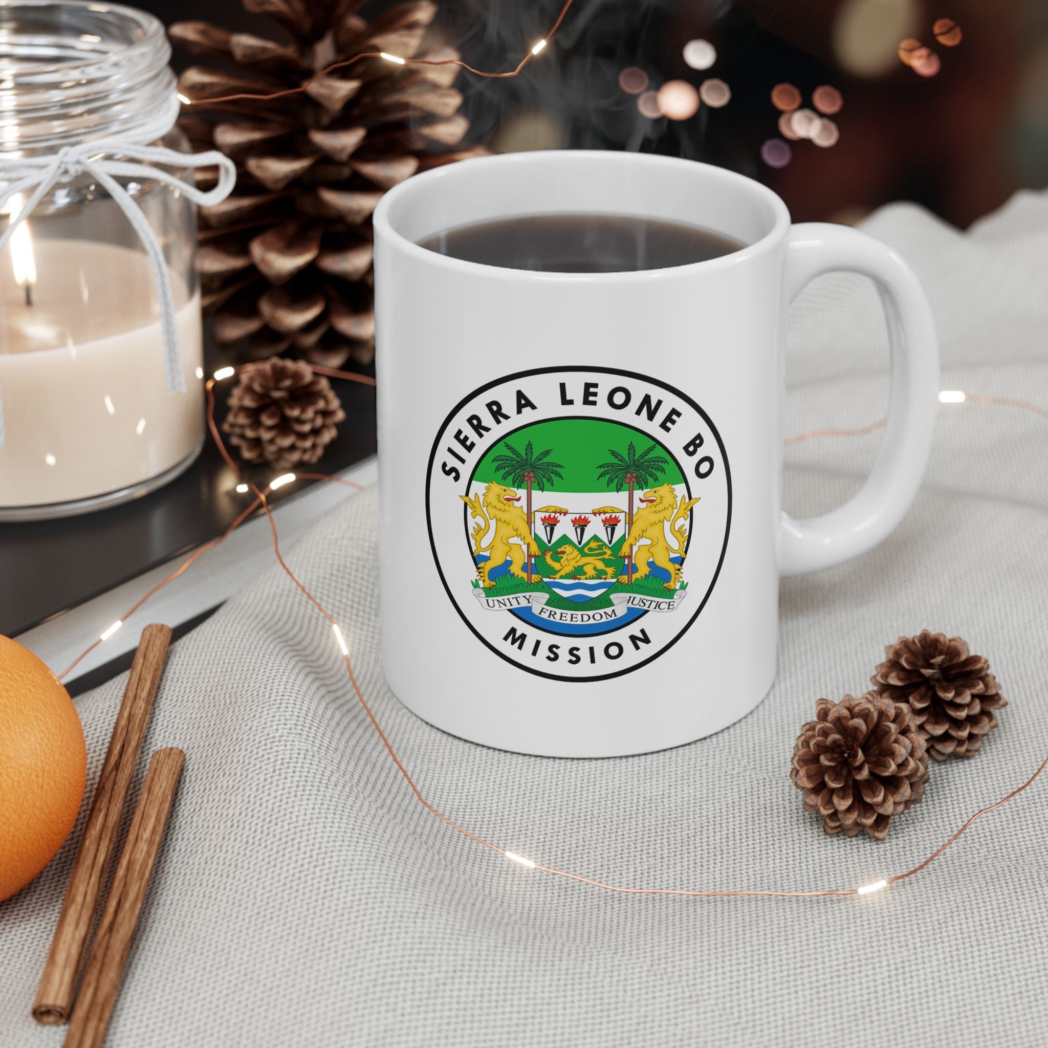 Sierra Leone Bo Mission Circular Flag White Ceramic Mug - Mission Wishlist - LDS Missionary Gift Store
