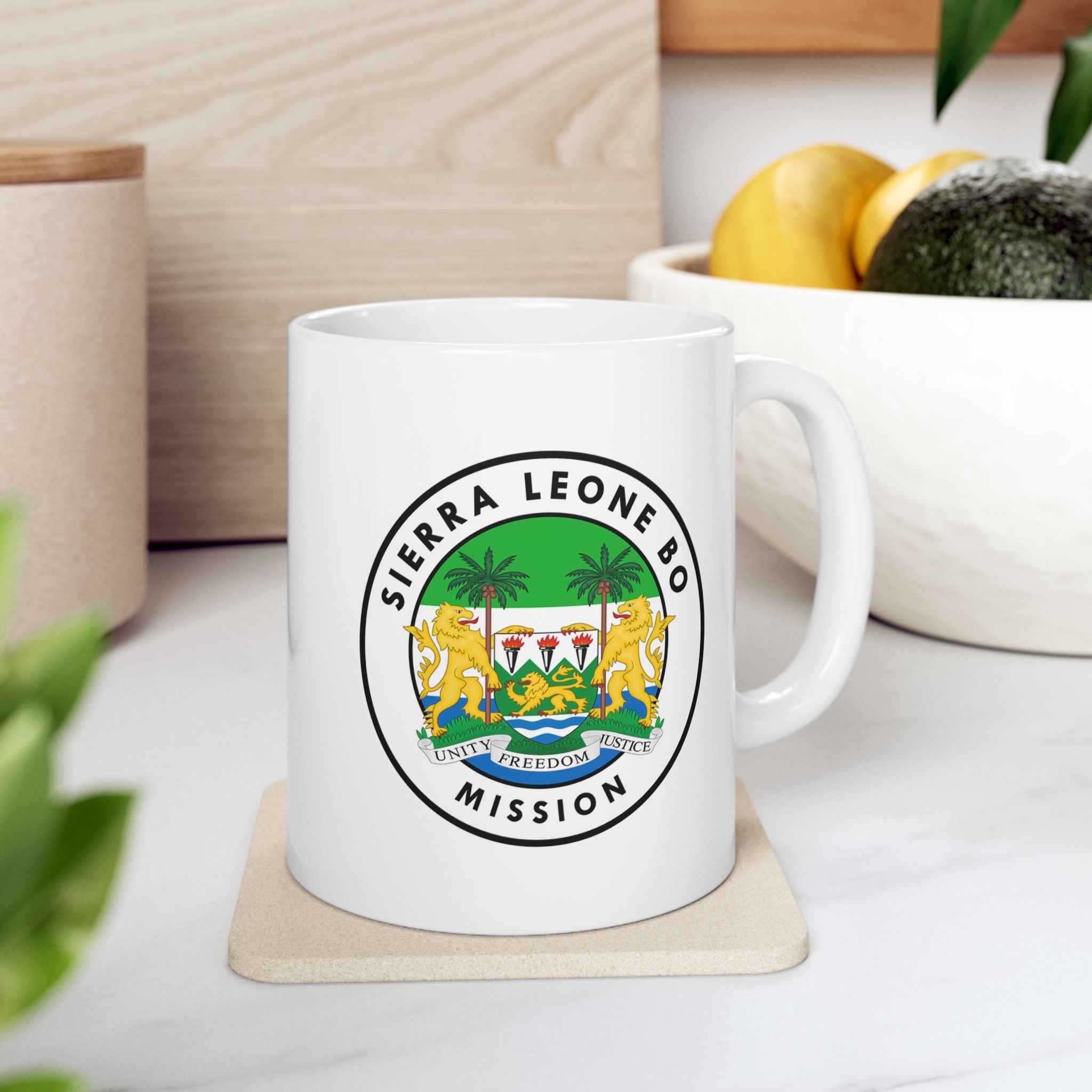 Sierra Leone Bo Mission Circular Flag White Ceramic Mug - Mission Wishlist - LDS Missionary Gift Store