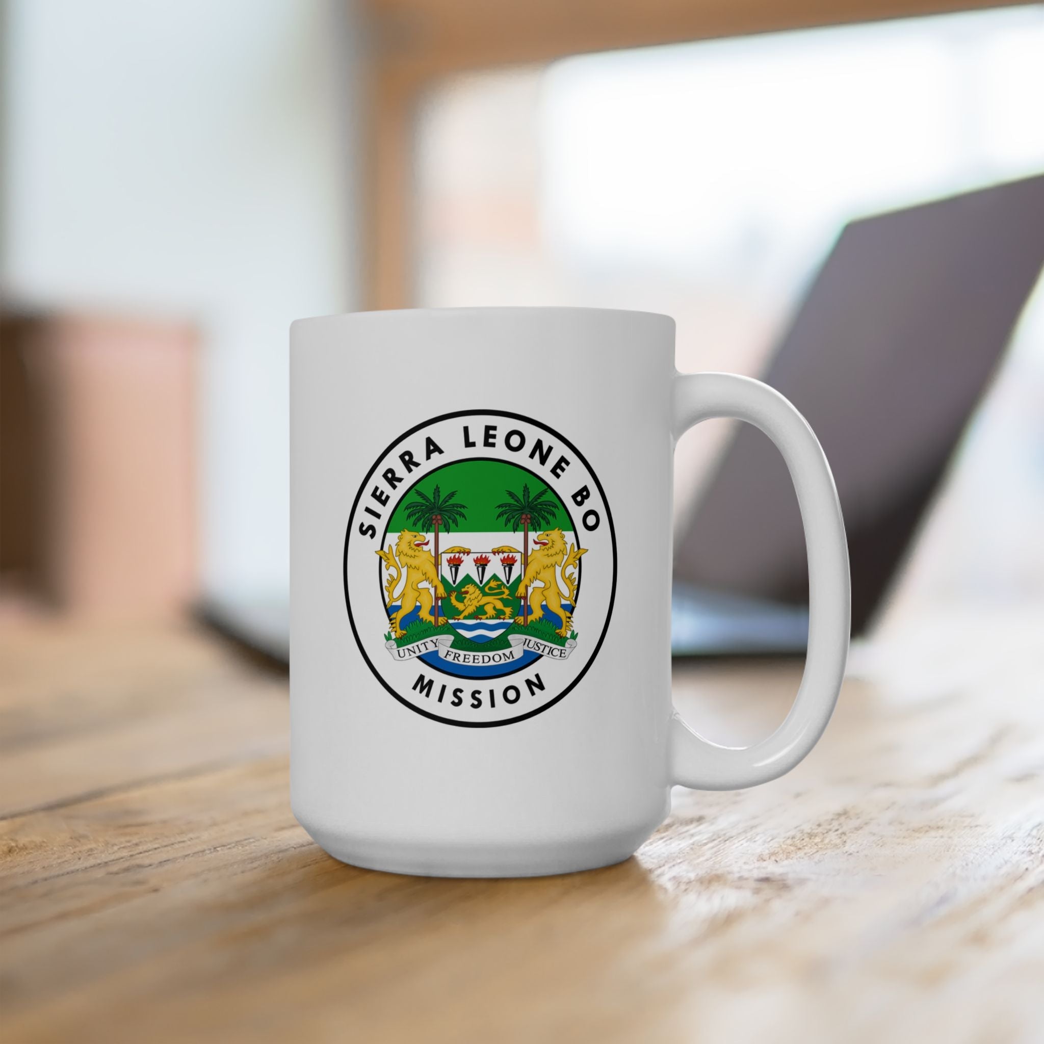Sierra Leone Bo Mission Circular Flag White Ceramic Mug - Mission Wishlist - LDS Missionary Gift Store