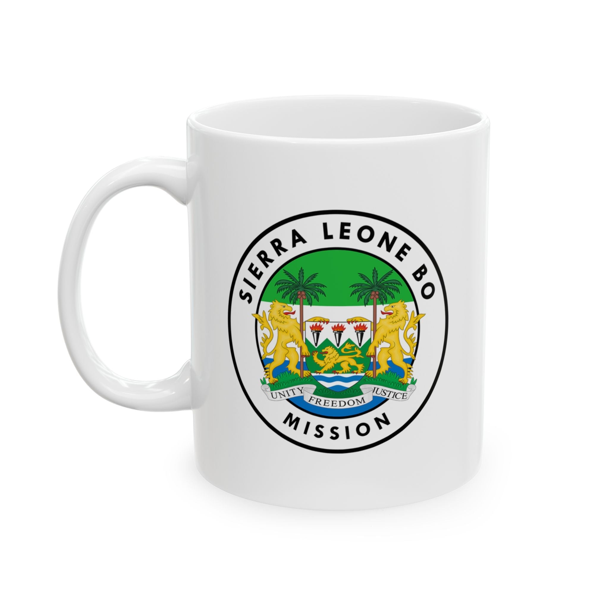 Sierra Leone Bo Mission Circular Flag White Ceramic Mug - Mission Wishlist - LDS Missionary Gift Store