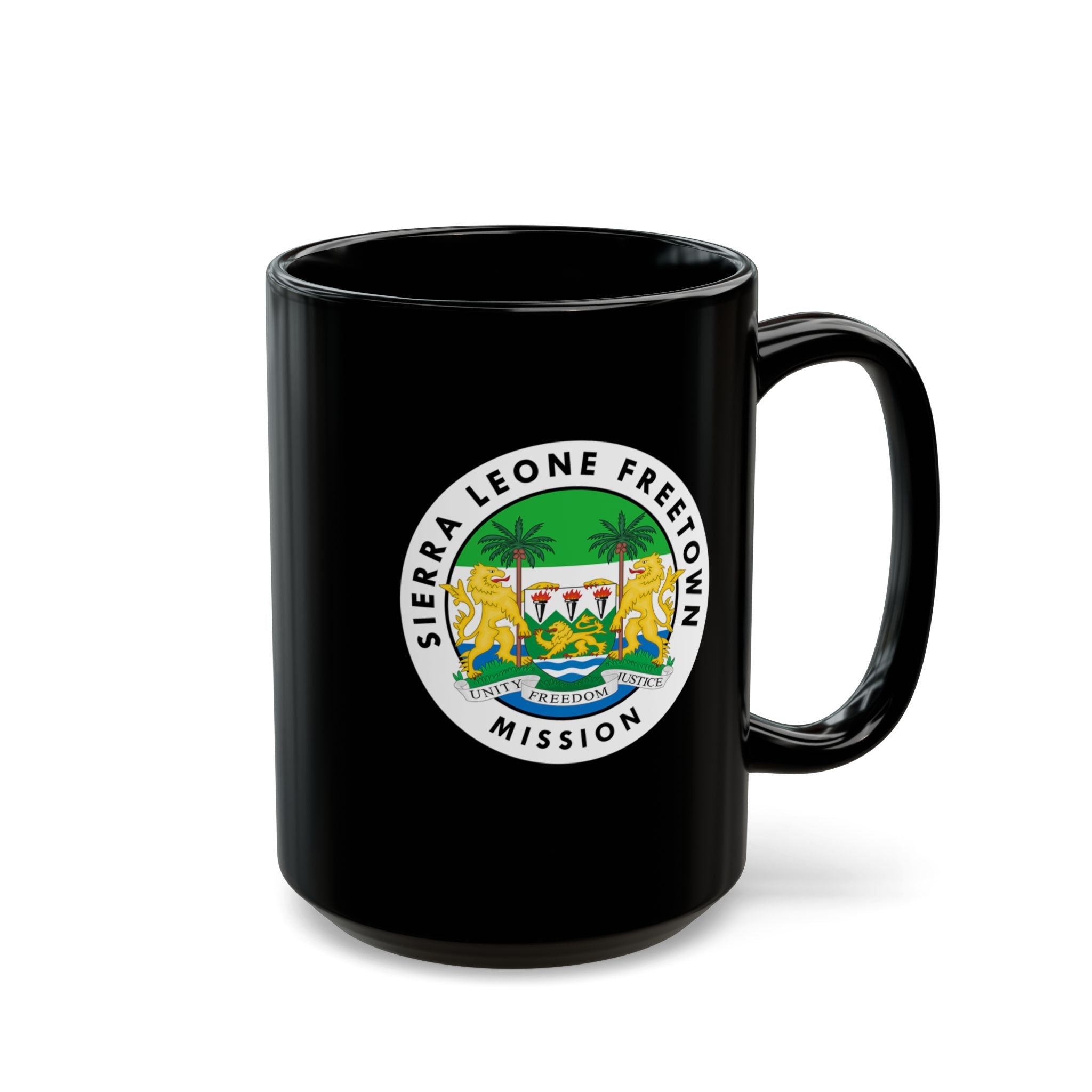 Sierra Leone Freetown Mission Circular Flag Black Ceramic Mug - Mission Wishlist - LDS Missionary Gift Store