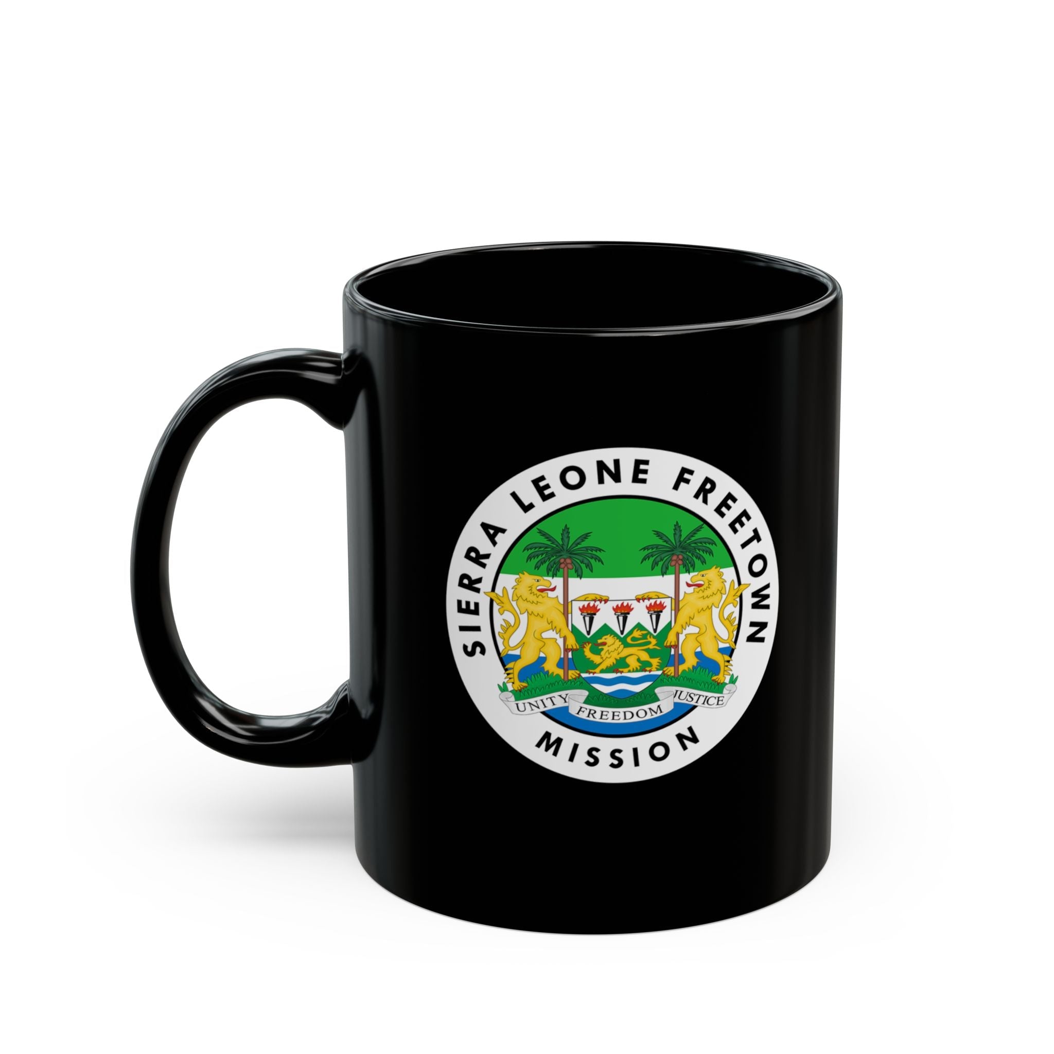 Sierra Leone Freetown Mission Circular Flag Black Ceramic Mug - Mission Wishlist - LDS Missionary Gift Store