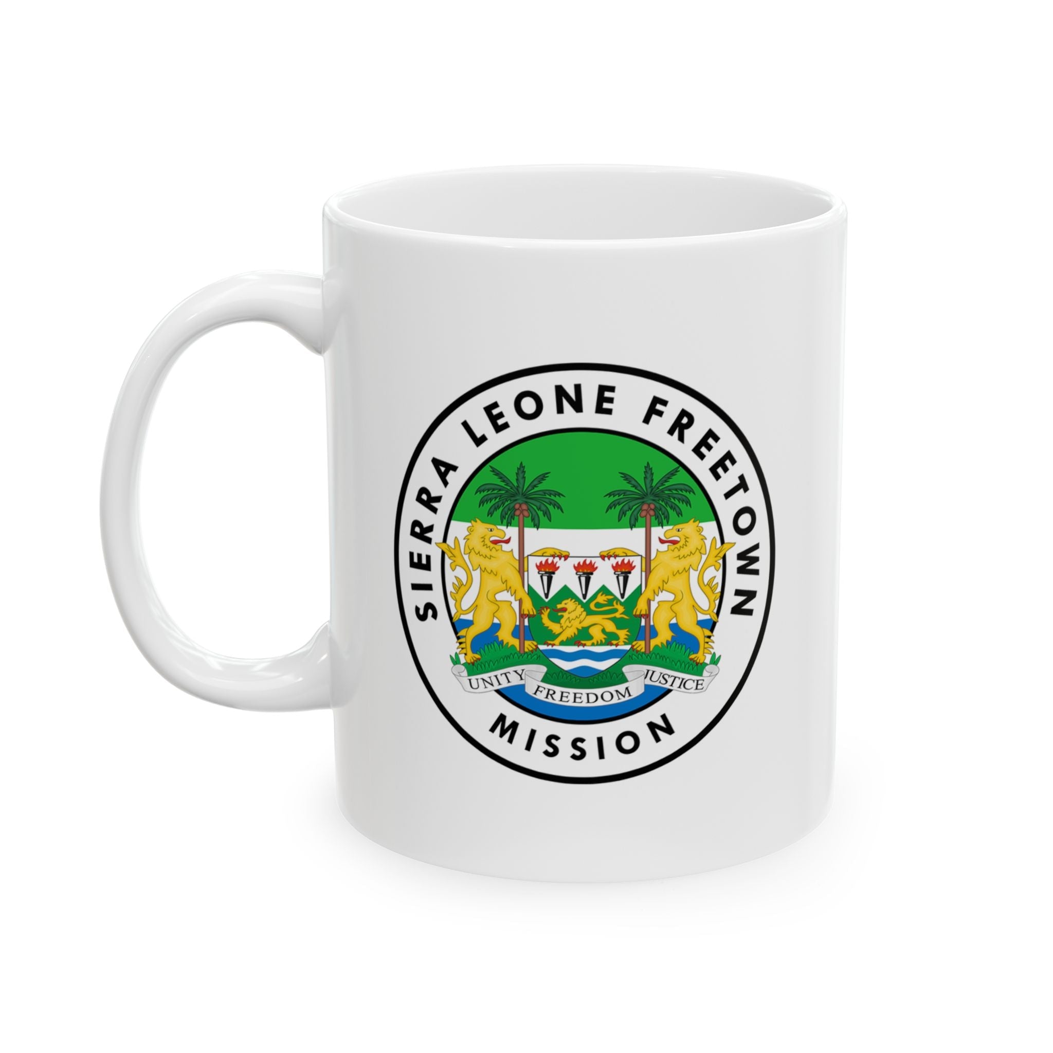 Sierra Leone Freetown Mission Circular Flag White Ceramic Mug - Mission Wishlist - LDS Missionary Gift Store