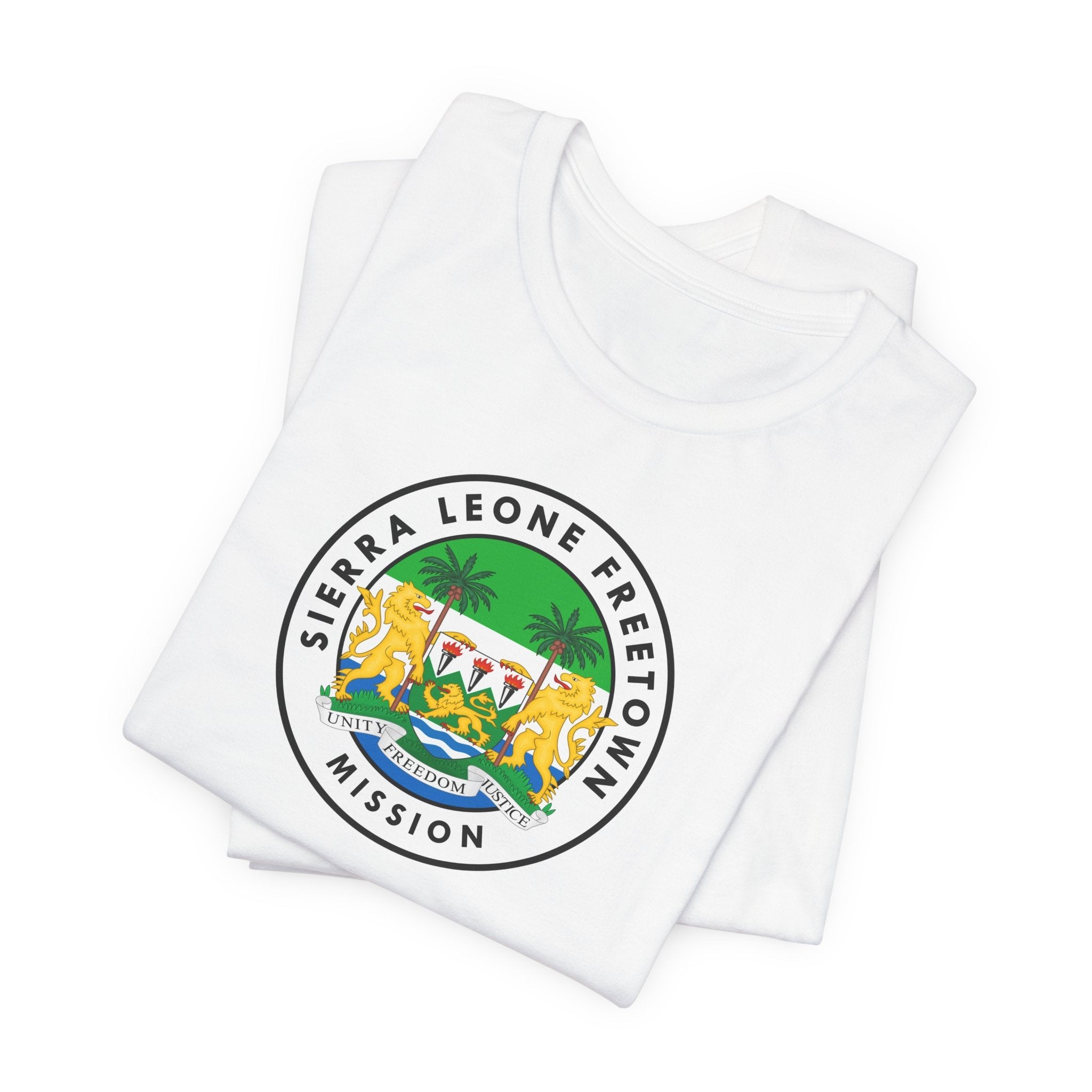 Sierra Leone Freetown Mission Flag Logo (White Border) T-shirt - Mission Wishlist - LDS Missionary Gift Store
