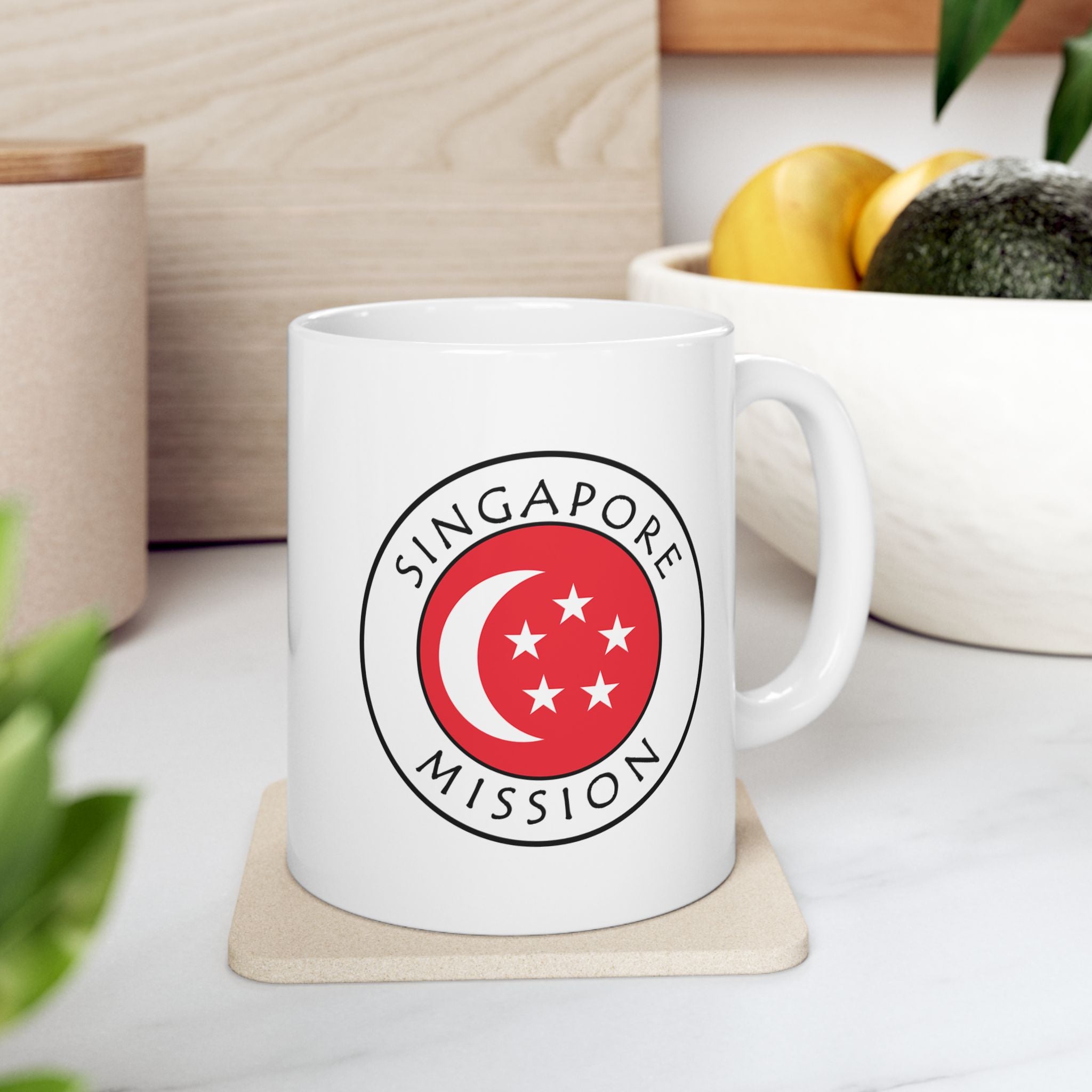 Singapore Mission Circular Flag White Ceramic Mug - Latter-Day Saint LDS Missionary Gift - Book of Mormon