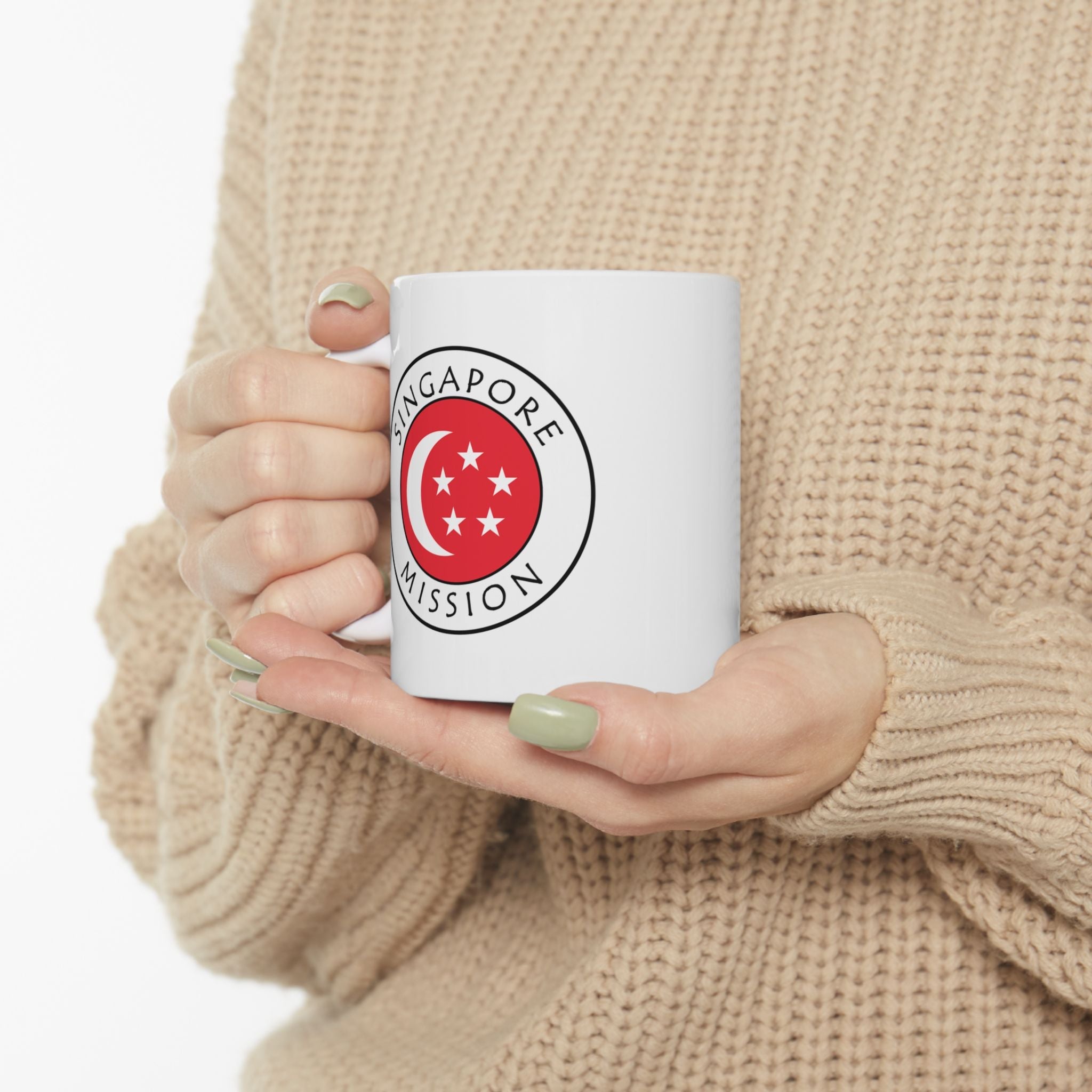 Singapore Mission Circular Flag White Ceramic Mug - Latter-Day Saint LDS Missionary Gift - Book of Mormon