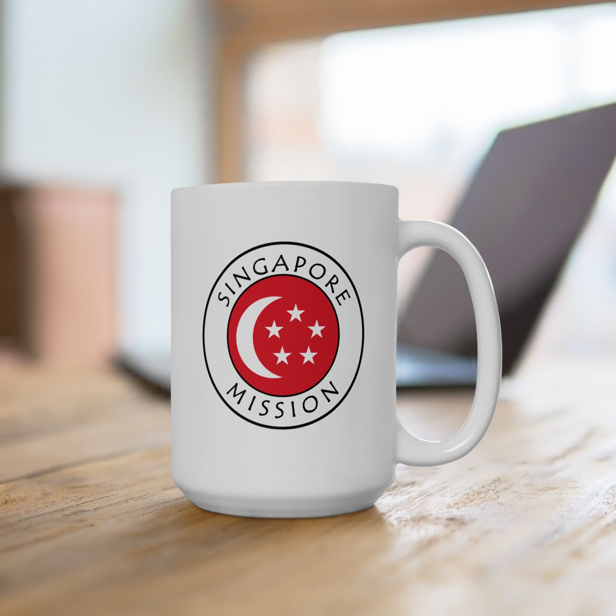 Singapore Mission Circular Flag White Ceramic Mug - Latter-Day Saint LDS Missionary Gift - Book of Mormon