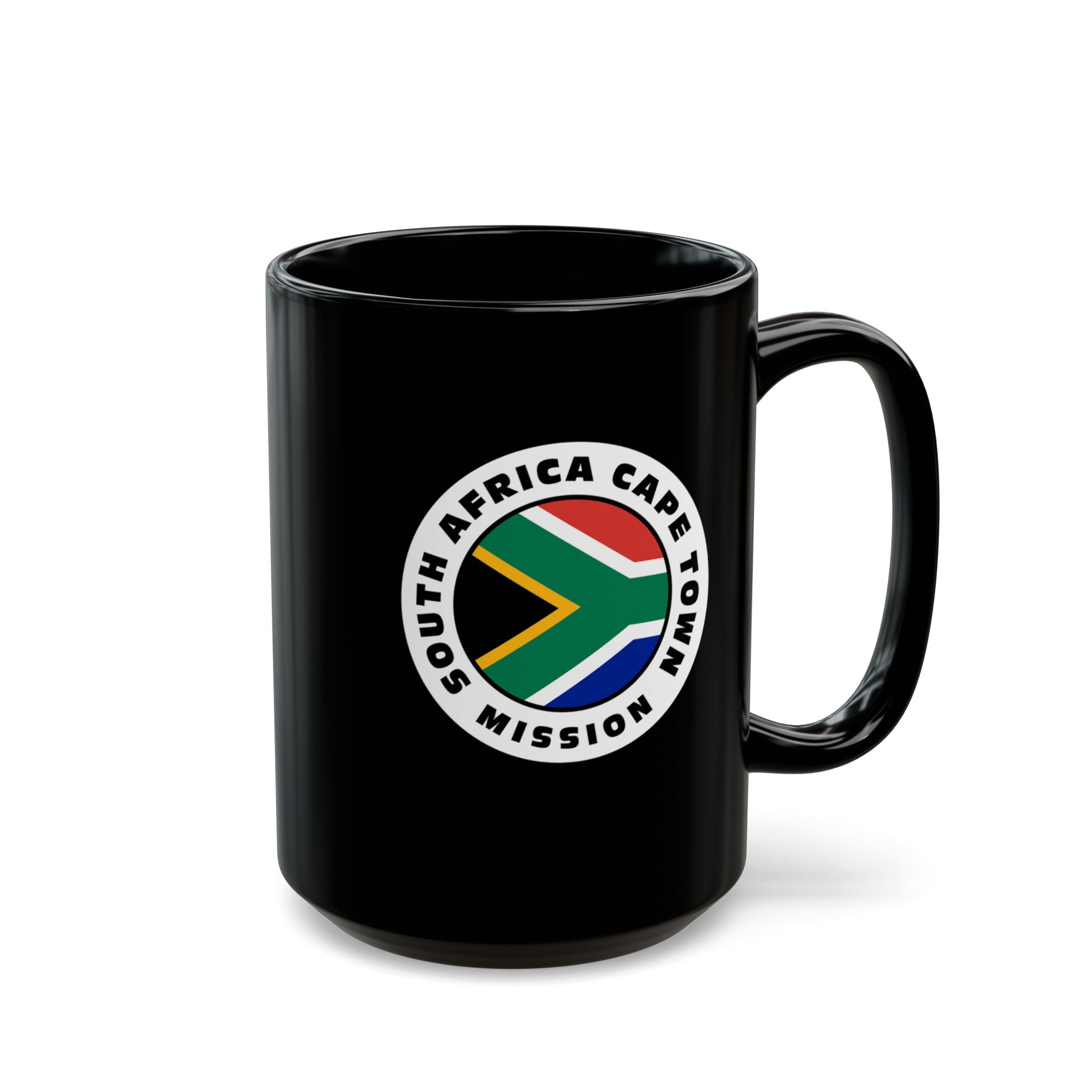 South Africa Cape Town Mission Circular Flag Black Ceramic Mug - Mission Wishlist - LDS Missionary Gift Store